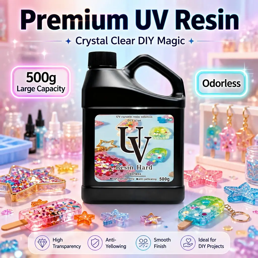 Upgraded UV Curing Epoxy Resin, Smooth Transparent Surface, Versatile Material for All Resin DIY Art and Jewelry Making