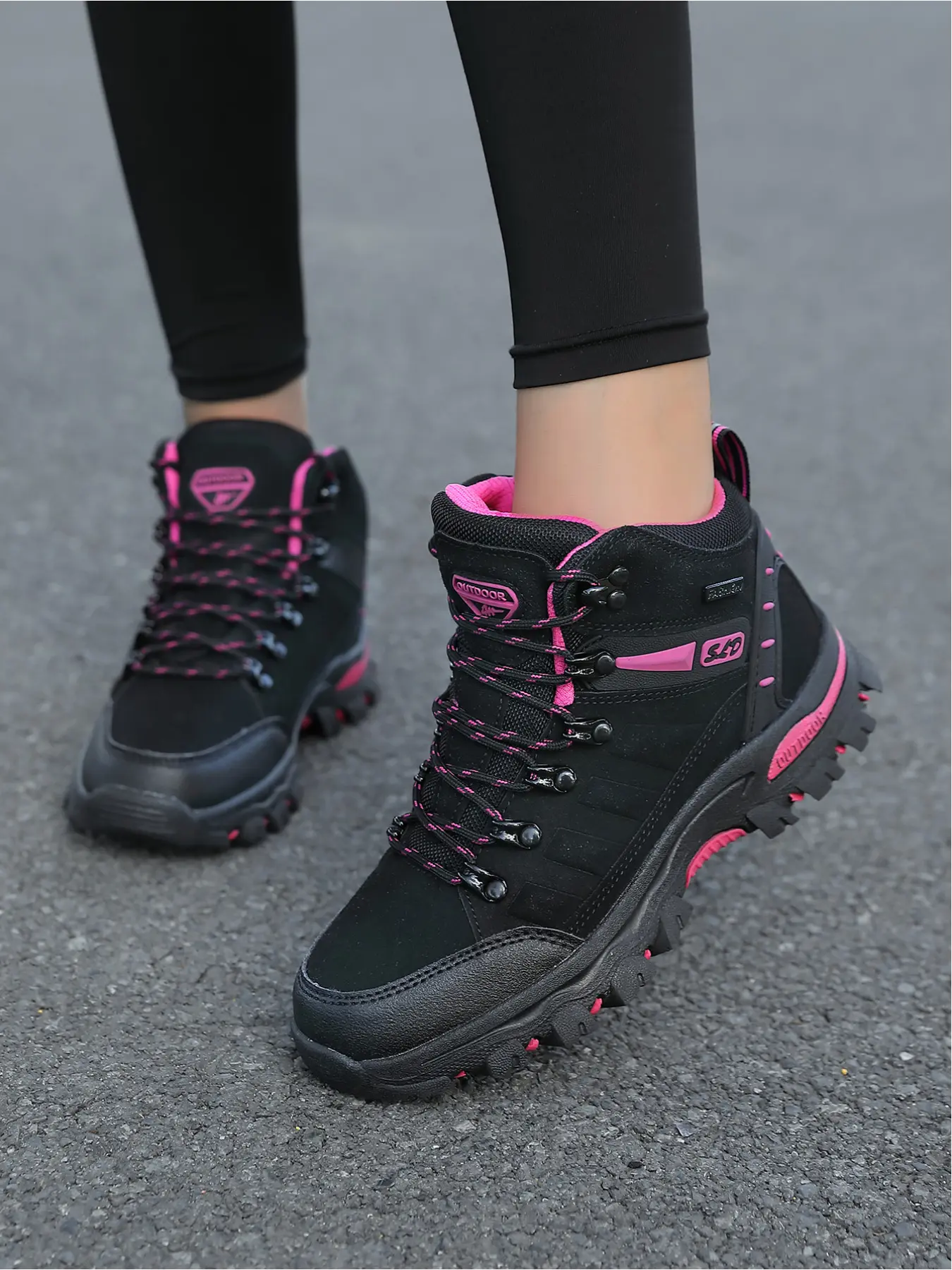 Women's Anti-Slip High-Top Hiking Boots, Fashionable Comfort Outdoor Trekking Shoes, Thick Sole Durable Climbing Work Boots, Outdoor Trekking Footwear