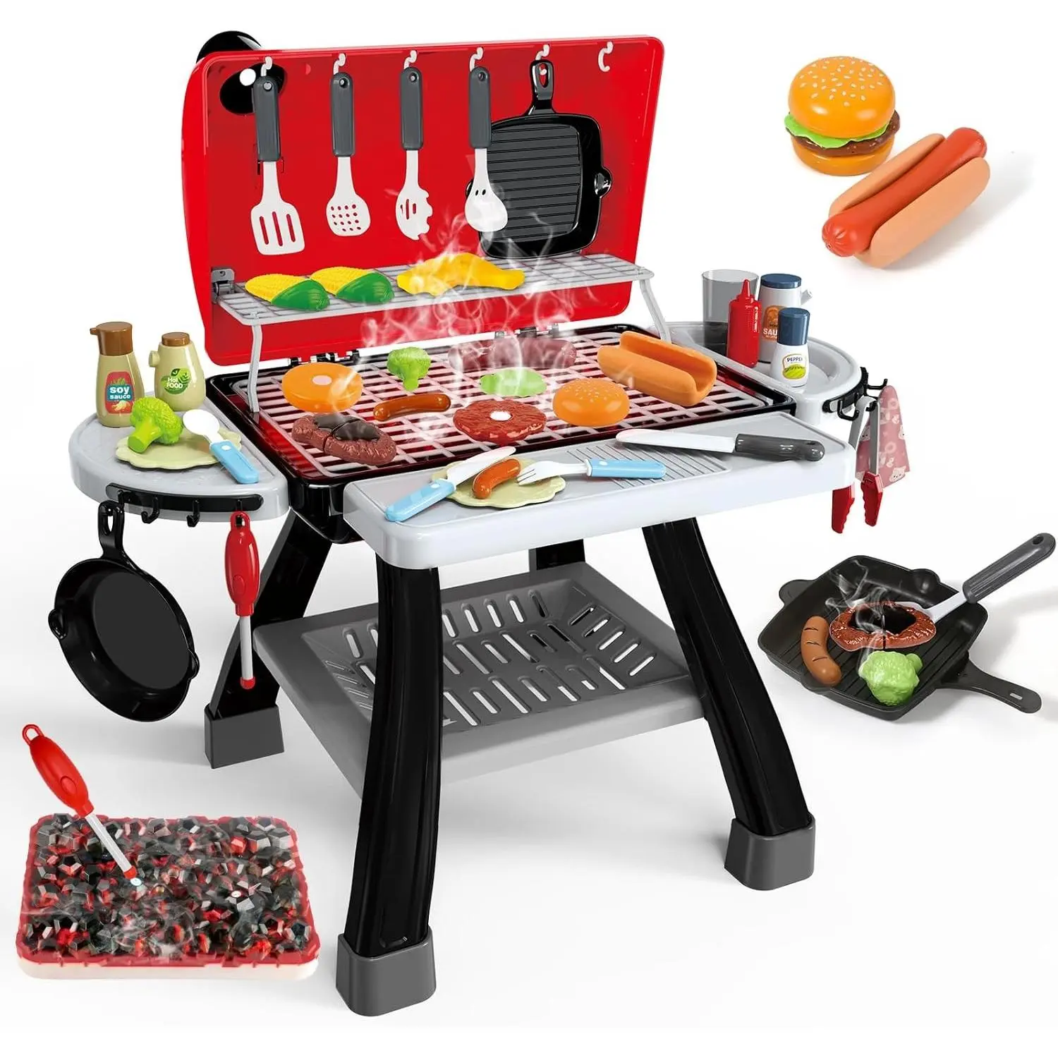 35pcs Kitchen Toy Set, Toy BBQ Grill Set, Cooking Toy Set, Little Chef Play, Kids Grill Playset Interactive BBQ Toy Set, Kids Kitchen Playset Toy Christmas Birthday Gift