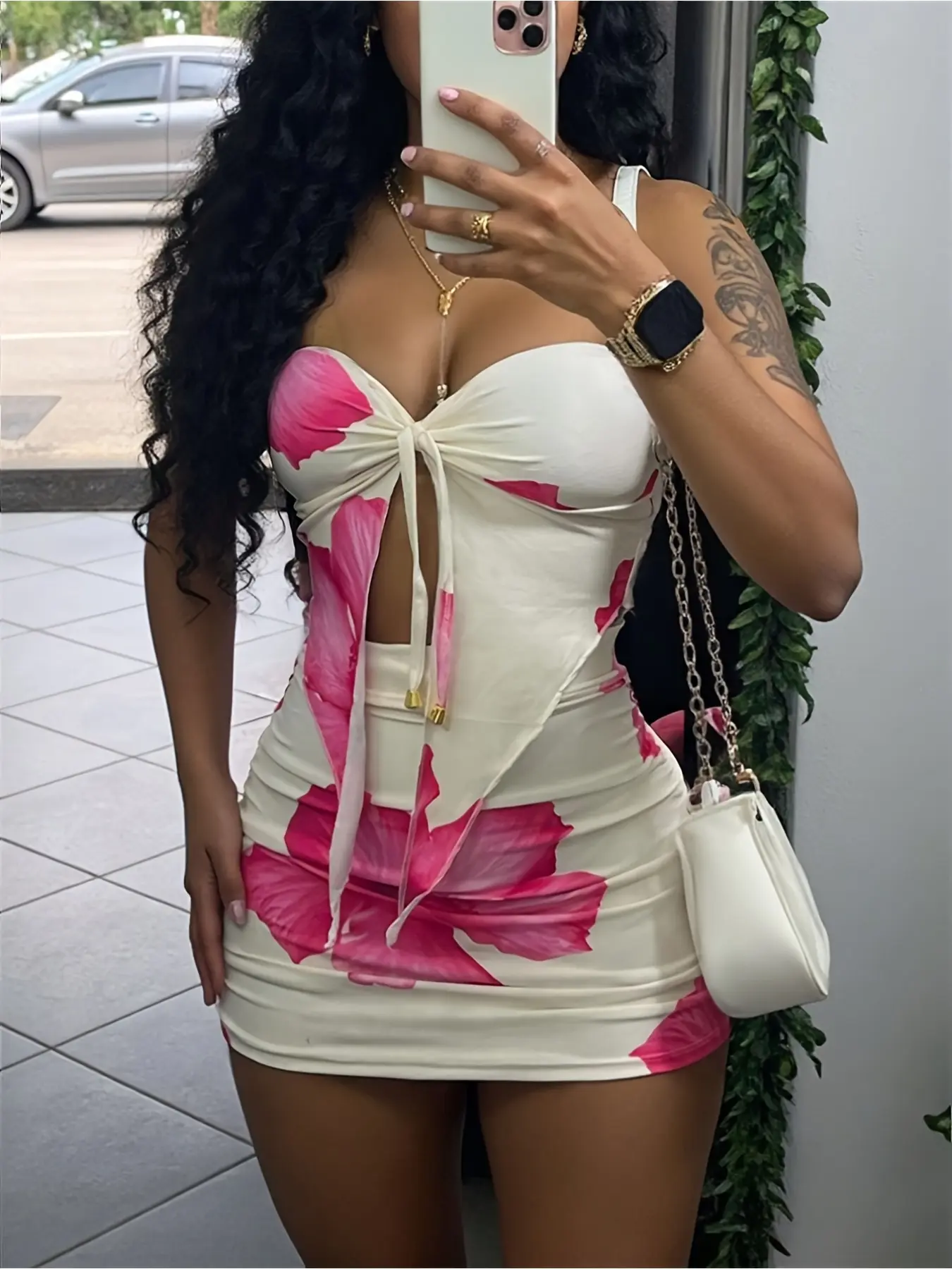Women's Summer Holiday Floral Camisole and Mini Skirt Two-Piece Set