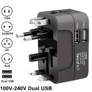 Universal Multifunctional Travel Charger Universal AC power adapter with dual USB charging ports, universal travel plugs and sockets, US AC power adapterfast  car phone charger fast