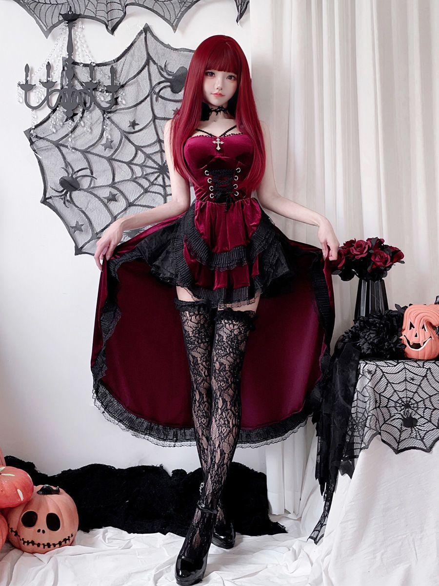 Women’s Halloween Gothic Dress | Dark Tail Design, Suitable for Witch, Vampire & Ghost Bride Cosplay/Performance