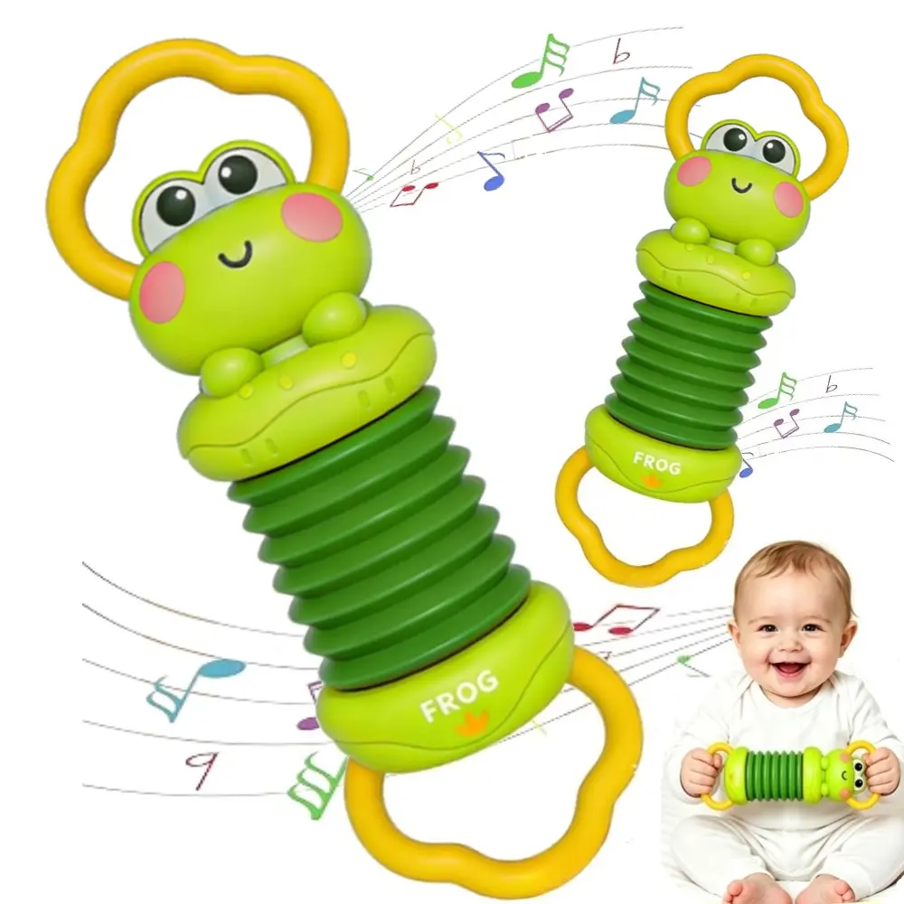 Fun Cartoon Handheld Accordion Toy, Candy Green Color, ABS Safe Material, Cute Animal Instrument for Infants, Suitable for Children to Improve Hand-Eye Coordination And Grasping Ability, Perfect Birthday Gift, Holiday Present