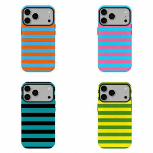 Dopamine Striped Phone Case, Viral Neon Striped Protective Cover, Compatible for iPhone 17 16 15 14 13 12 11 and for Samsung S26 S25 S24 S23 S22 S21, Perfect Holiday Gift, Father's Day Gift