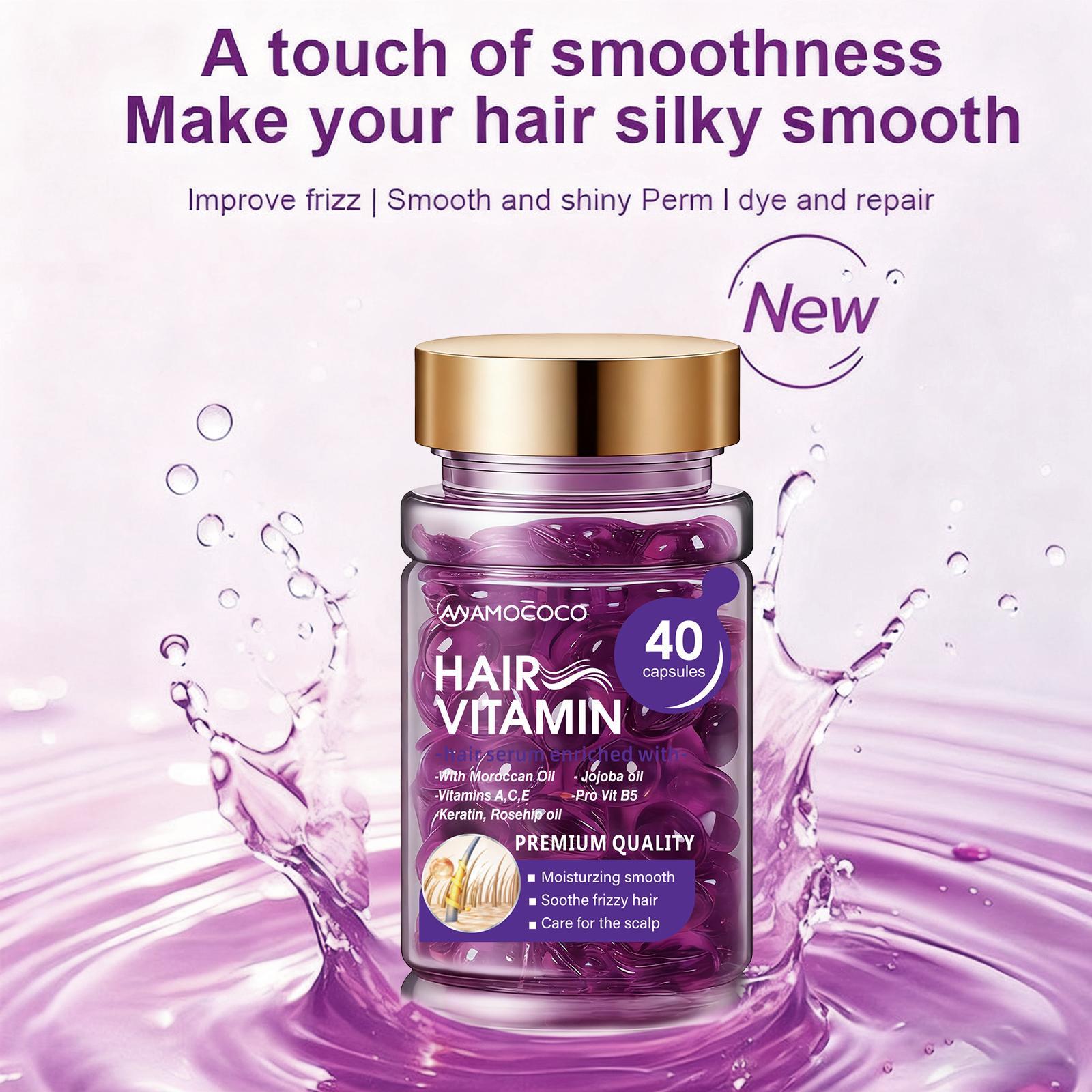 Hair Vitamin Capsules for Color-Treated & Permed Hair Infused with Violet Vitamins & Argan Oil 40 Capsules Nourishes Hair Restores Silkiness and Shine Hair Vitamin Capsules for Color-Treated & Permed Hair Infused with Violet Vitamins & Argan Oil 40 Capsules Nourishes Hair Restores Silkiness and Shine
