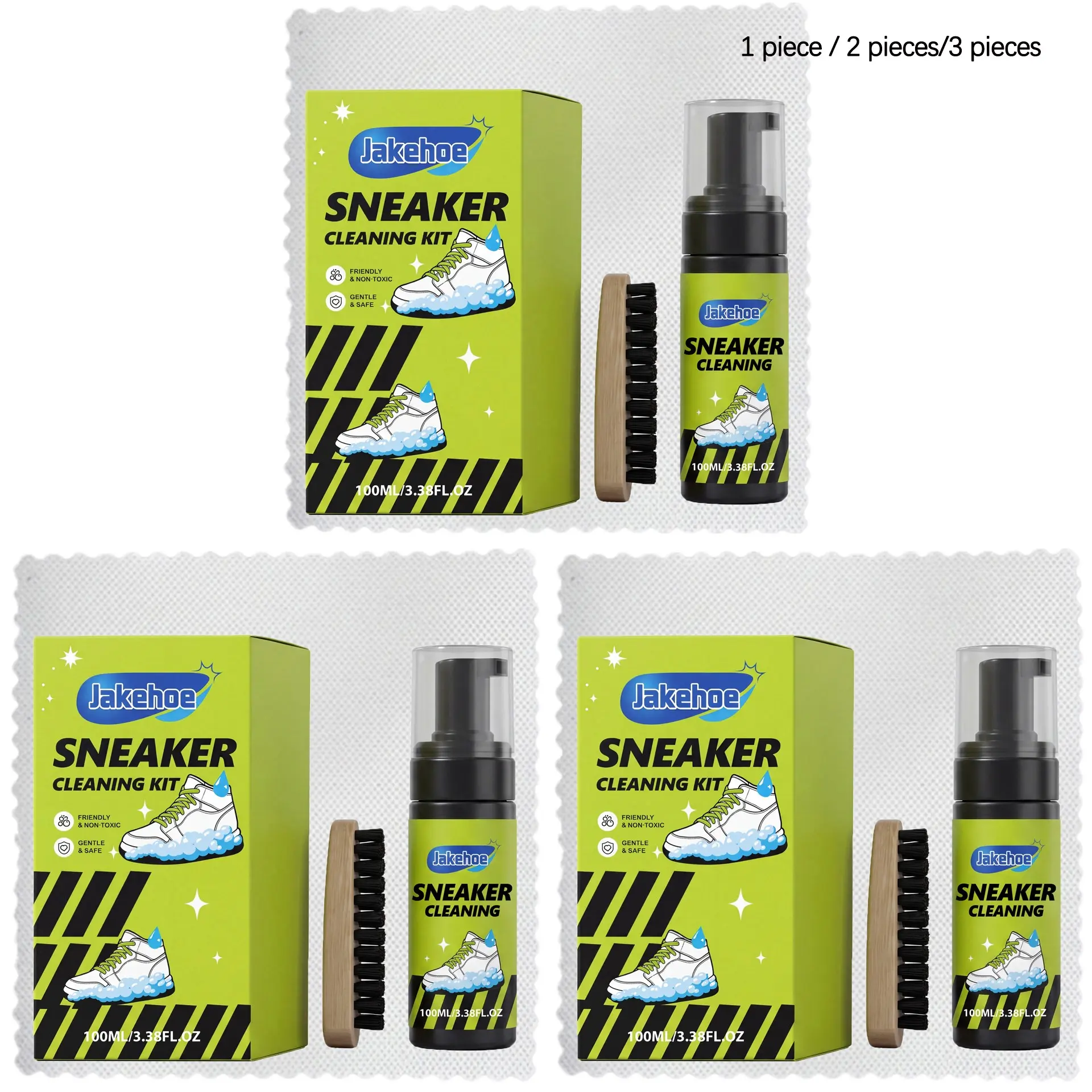 Sports Shoe Cleaning Kit, Sneaker Cleaner, Footwear Cleaner (100ML+towel+brush), Gentle Formula, Quick Clean, Portable, Suitable for Daily Use, Multiple Options Available, Shoe Care Set