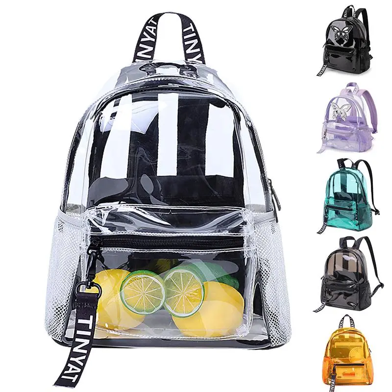 Small Clear backpack for Women See Through Clear Bag Cute Transparent Backpack for Work, Concerts, Sports, Travel, Heavy Duty Clear backpack See Through Transparent Daypack | Large Capacity Clear Bag PVC Backpack for College