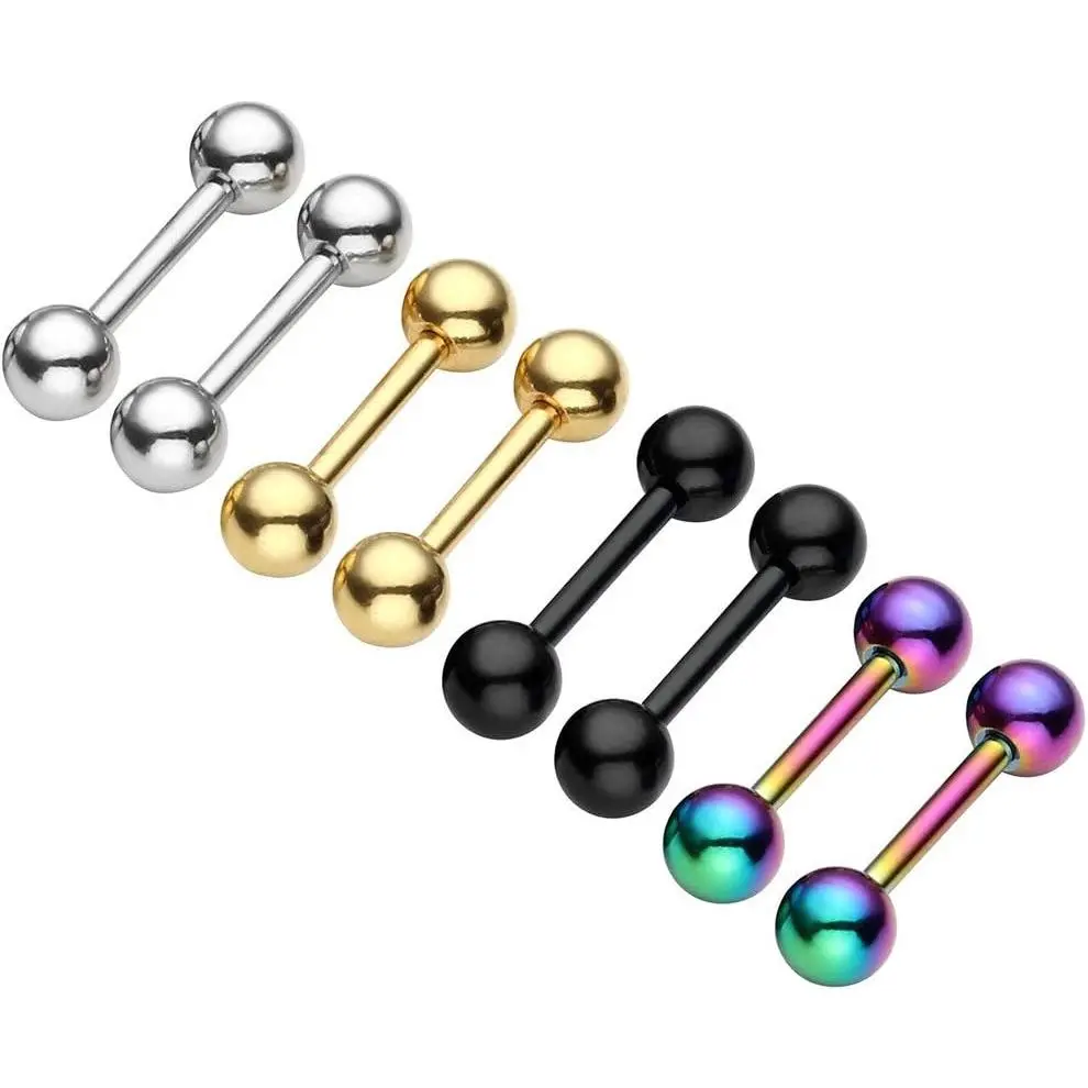 2-8pc 14G Stainless Steel 5mm Ball Tragus Ear Helix Cartilage Stud Earrings 5/16" Bar Length