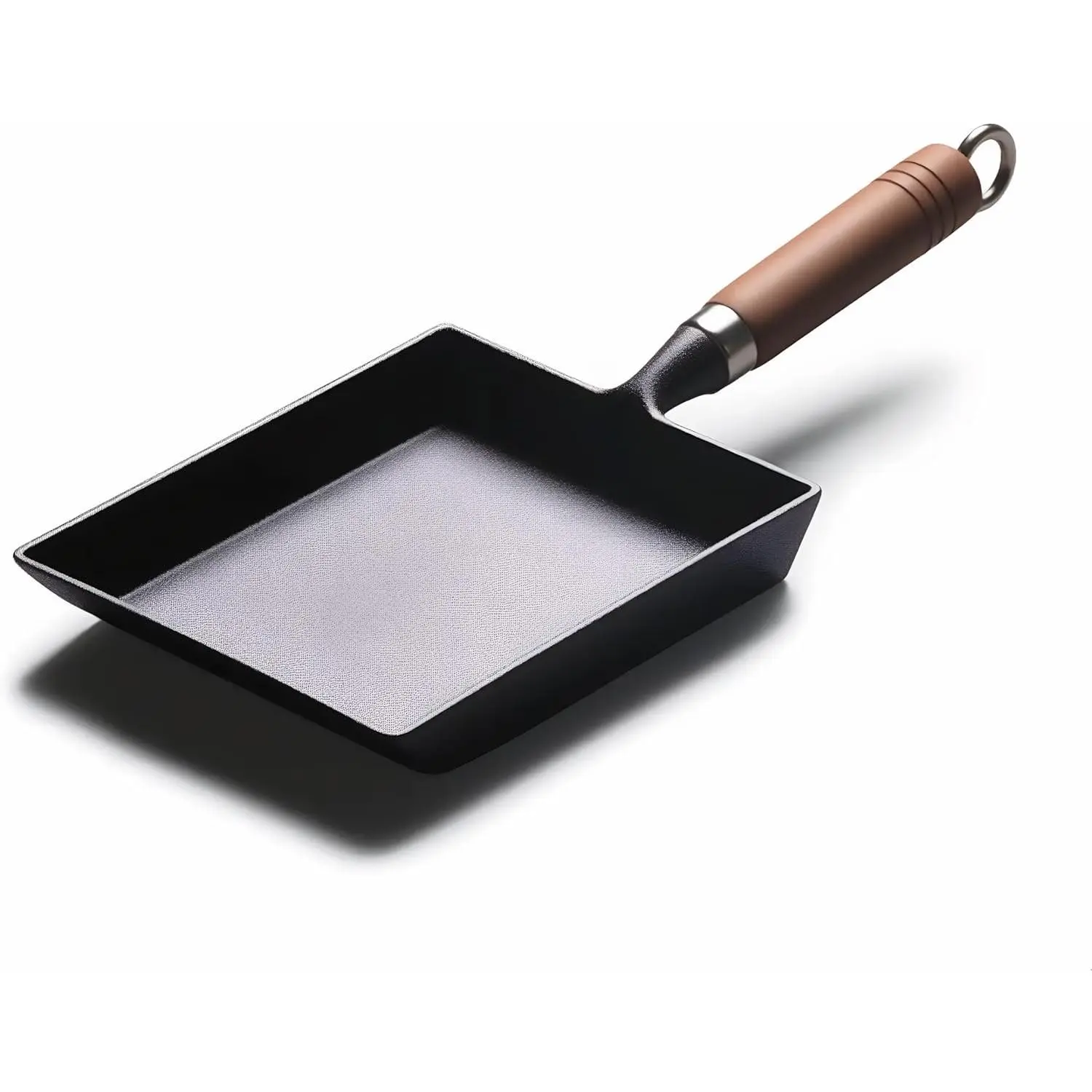 Japanese Cast Iron Tamagoyaki Pan - Pre-Seasoned, Liquid Nitrogen Treated, Non-Rust, Ready to Use, Detachable Wood Handle, Oven Safe, for Omelets, Steak & Camping, Chemical-Free Non-Stick,9x7 Inch