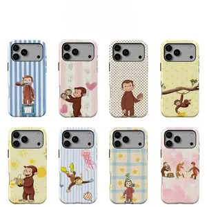 New Curious George Printed Phone Cases, Premium 2-in-1 Dual-Layer Protective Cover, Compatible with iPhone 11 to 17 Pro Max/Plus & Samsung Galaxy S23 and Above Series