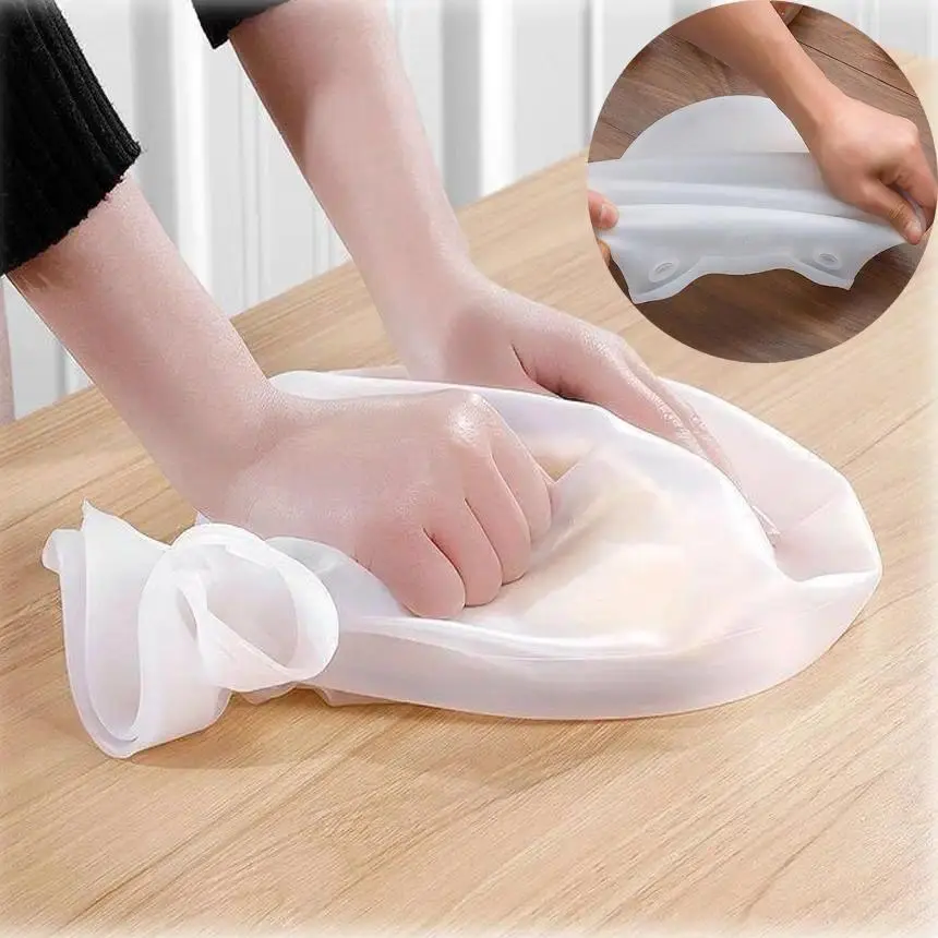 Food-Grade Silicone Pastry Blender Bag, Reusable Tencel-Chiffon Washable Cotton Baking Dough Kneading & Flour Mixing Bag (Fashion Accessory Set), Satin
