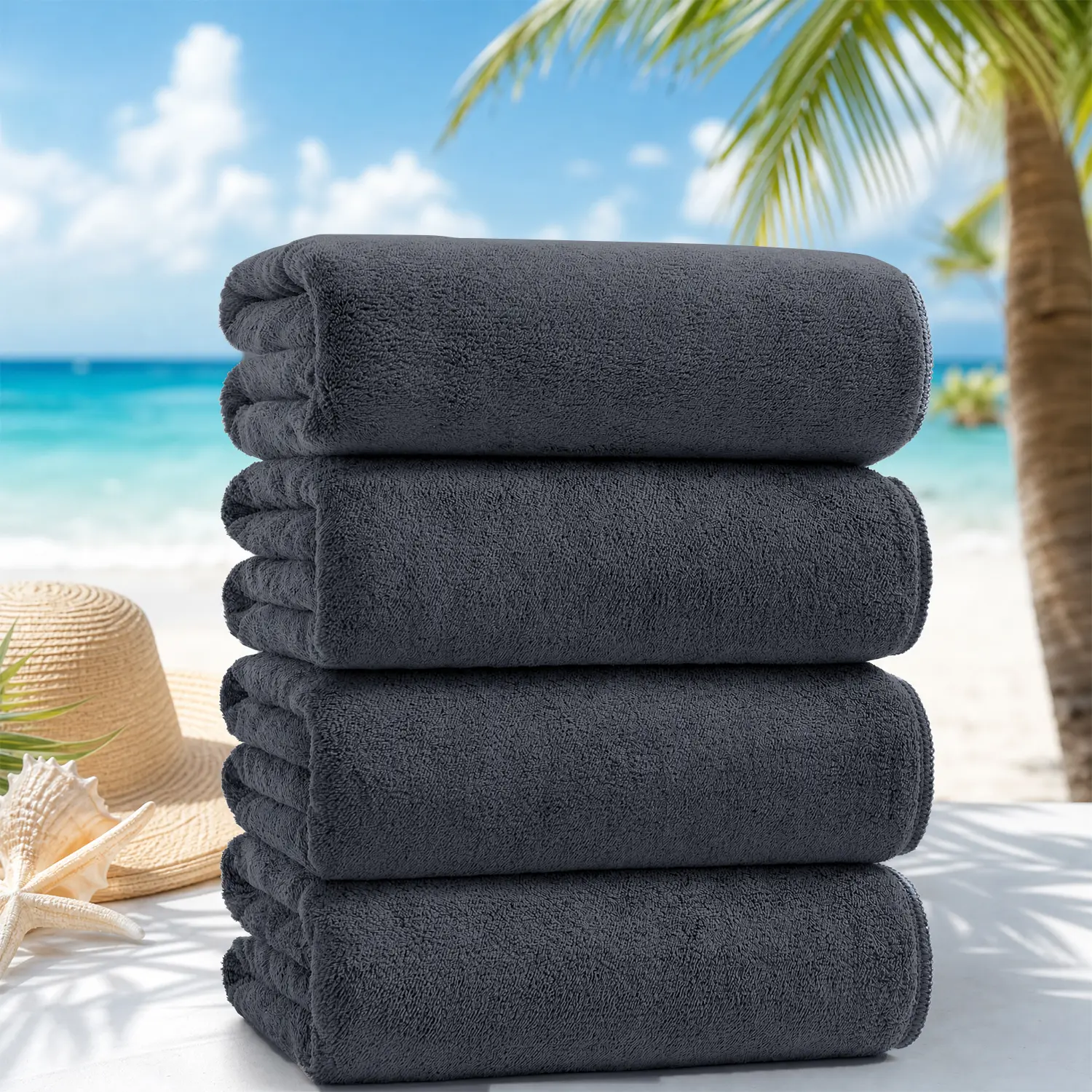 4 Packs Bath Towels Set, 27"x54" ultra soft bath sheets.lightweight, highly absorbent, and fast drying. Breathable microfiber feels cool against the skin. Ideal for family, hotel, or gym. Stay fresh and comfortable all summer