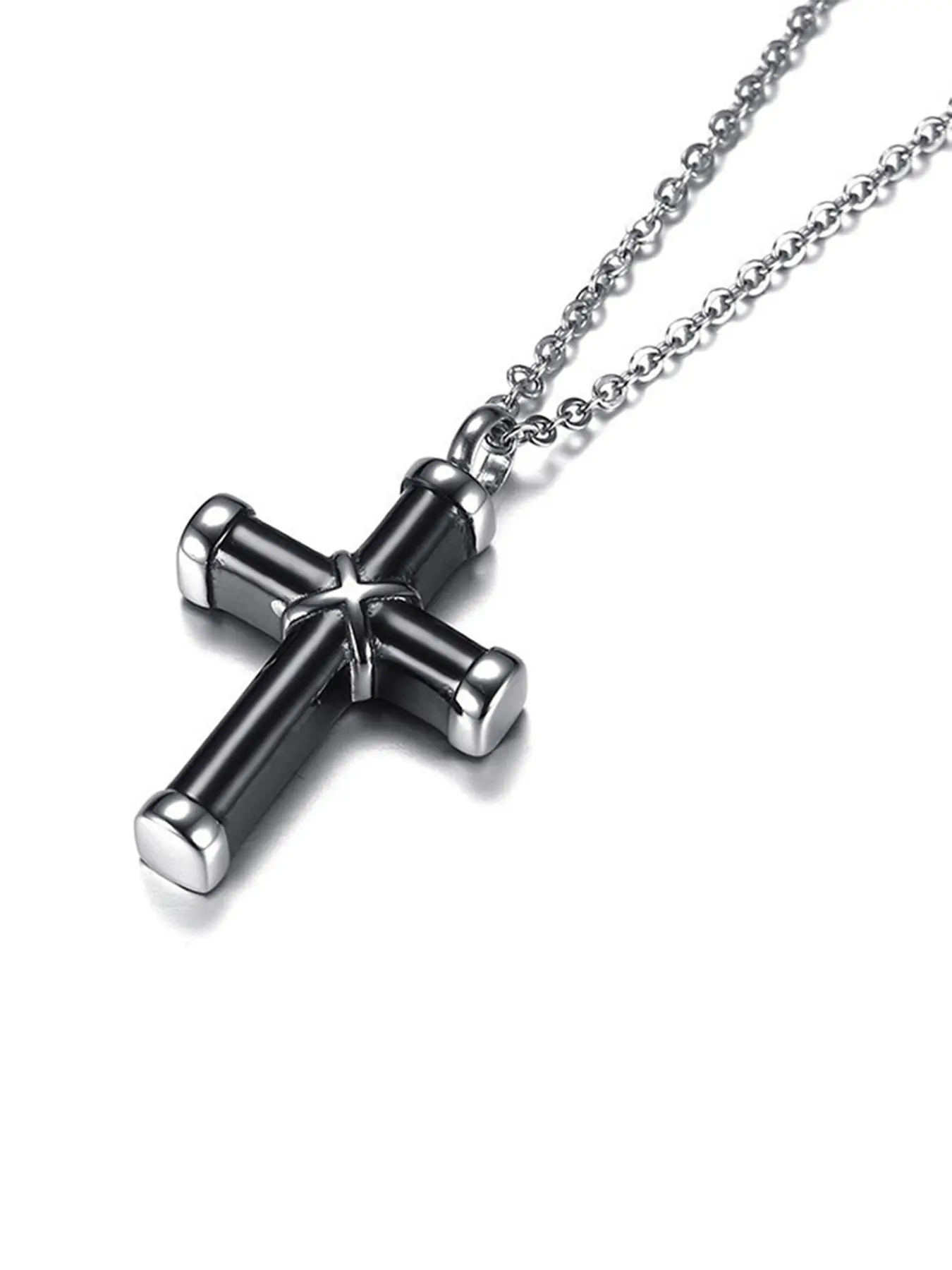 1 Pcs Stainless Steel Cross Cremation Ashes Urn Pendant Necklace Jewelry Lord’s Prayer Cross Ashes Necklaces Memorial Keepsake with Filling Kit