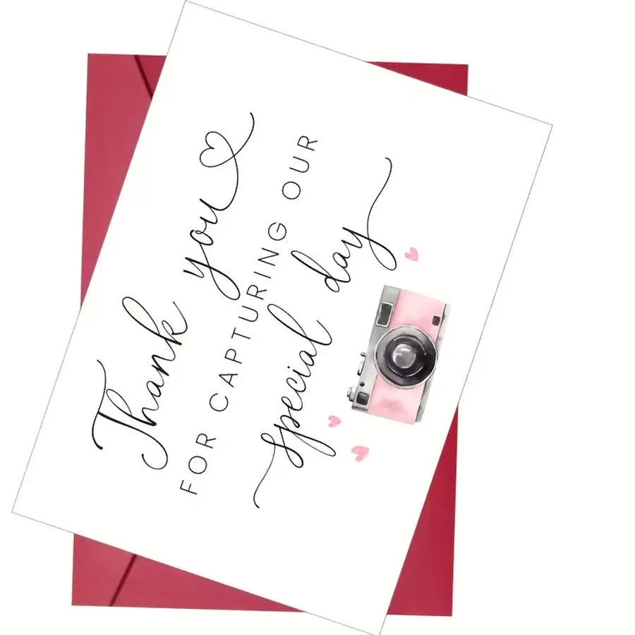 Elegant Wedding Photography Thank You Card, Camera-Designed Gratitude Note, Photographer Vendor Card for Anniversaries, Weddings, Birthdays