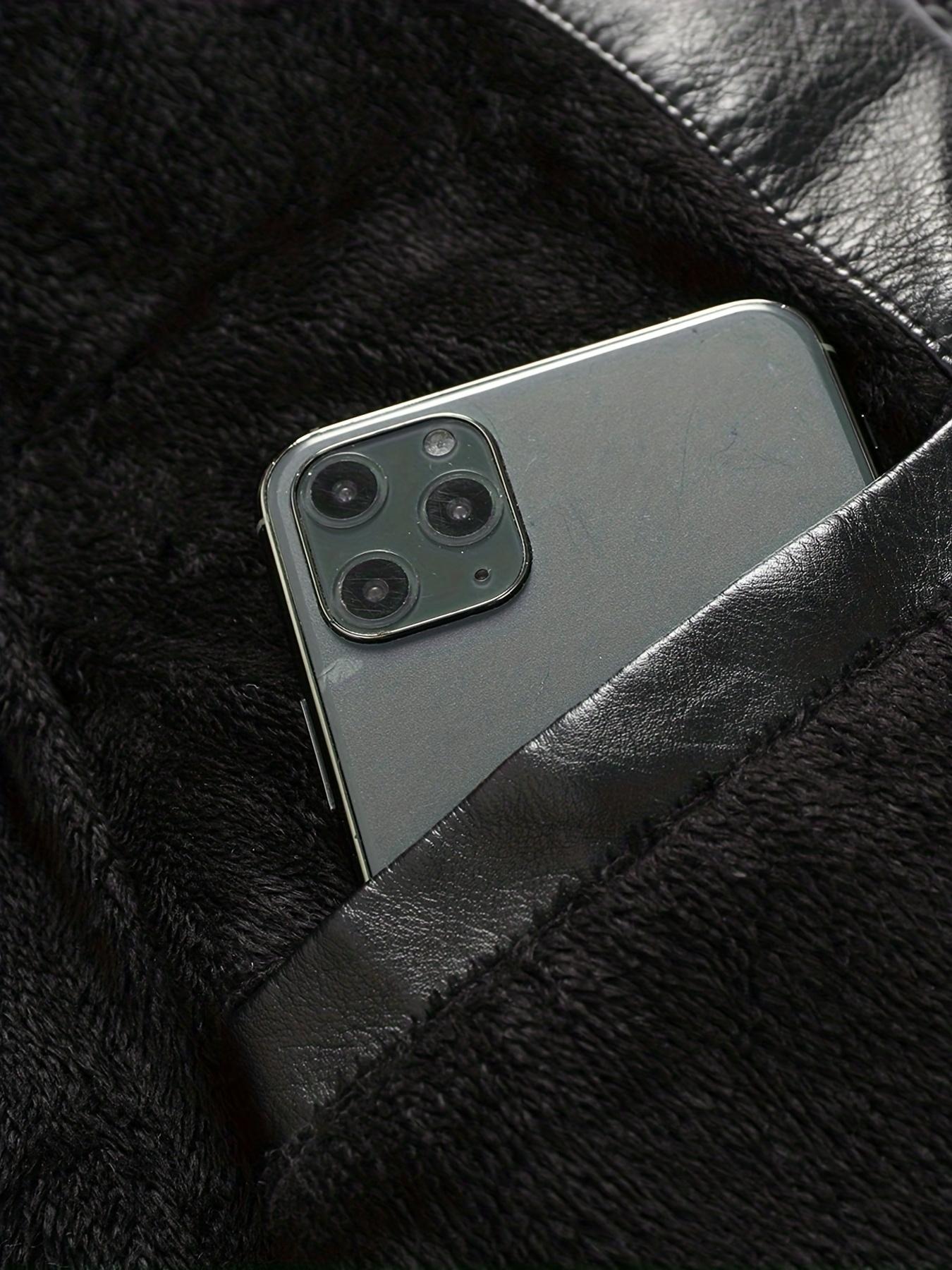 Men's long-sleeved zippered motorcycle jacket with stand-up collar panels is stylish and chic for casual wear for autumn and winter Tops Black Menswear Coats Lawn