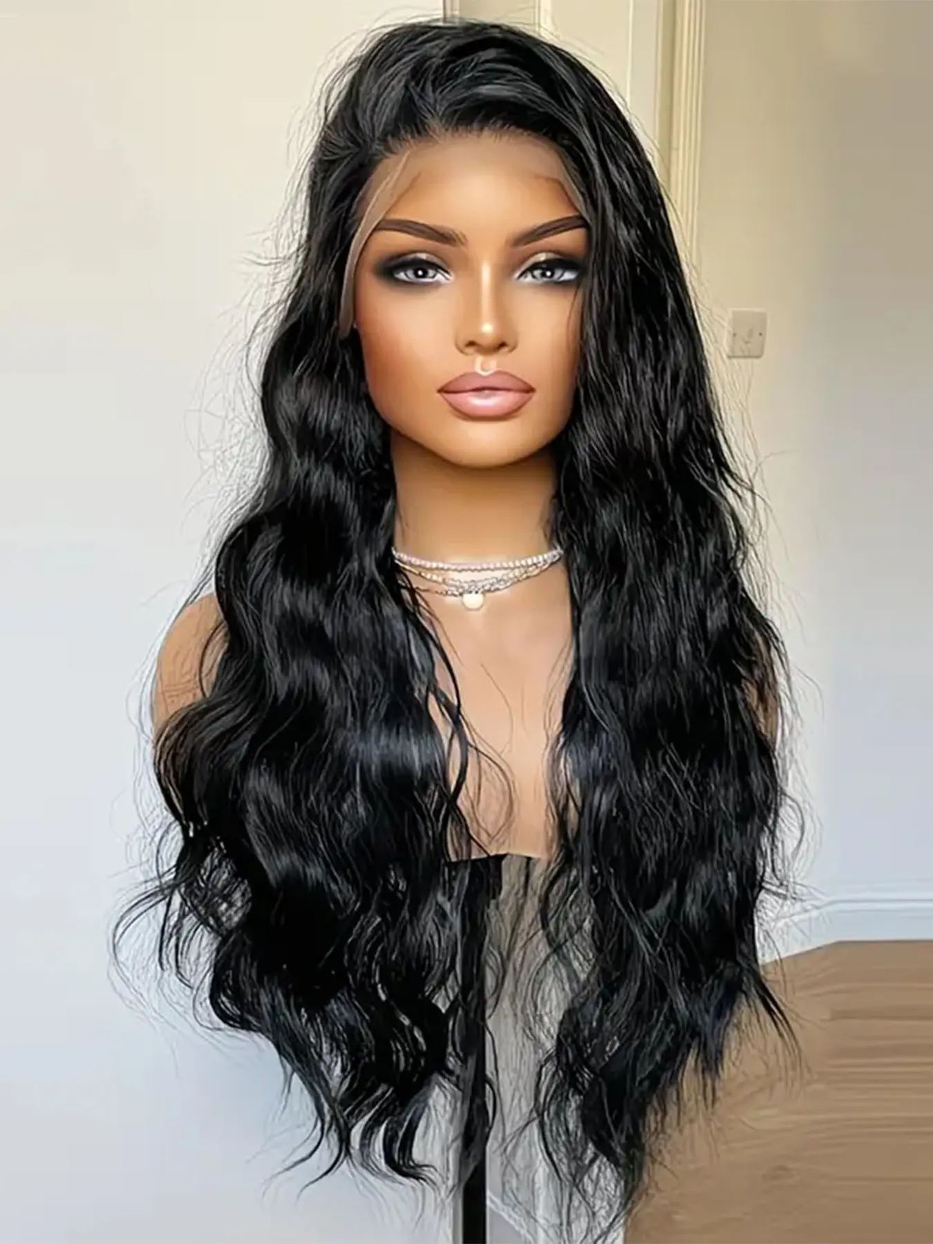 13x4 Front Lace Wig,Natural  Long Hair, Voluminous Wave, Heat Resistant, Women's Cosplay Wig, Straight Hair, All Seasons Glueless, Glueless Frontal Wigs