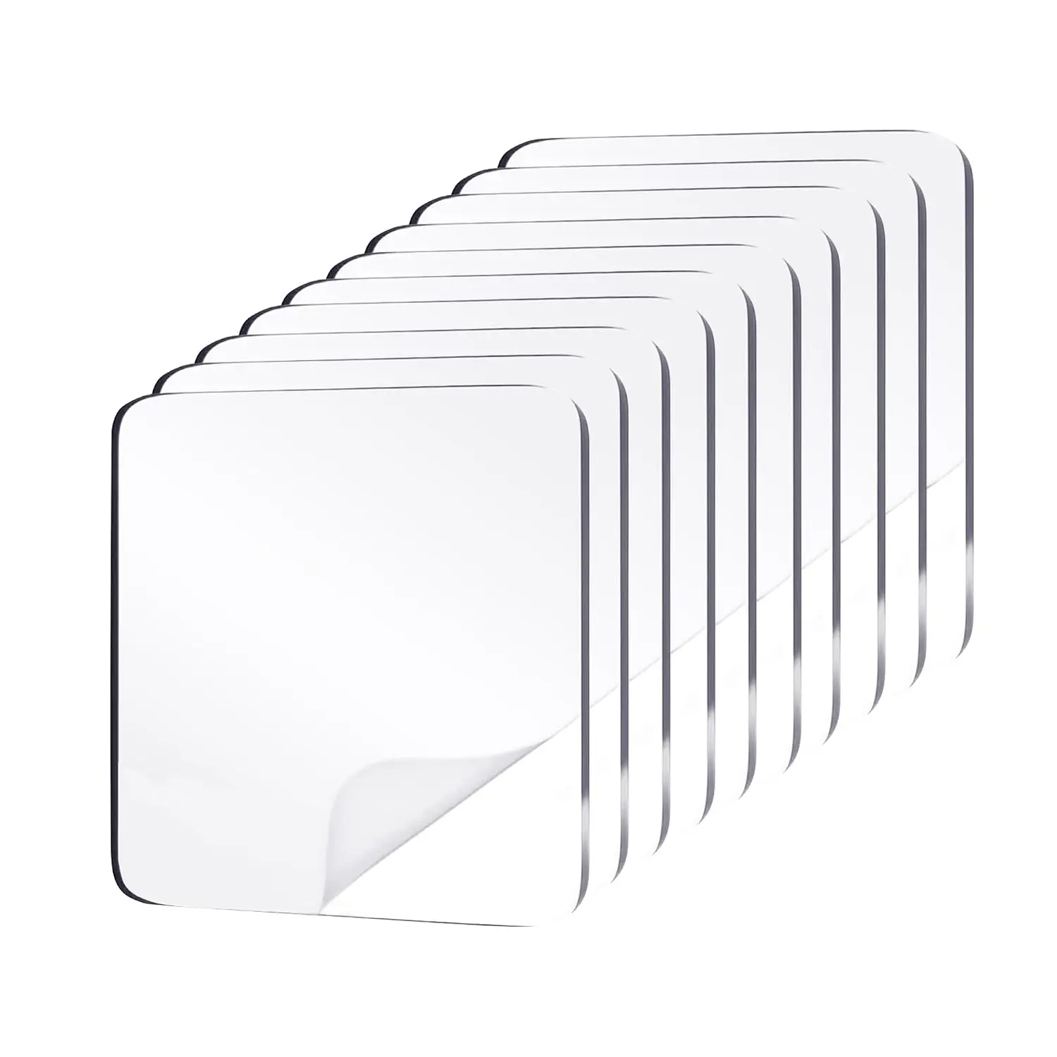 10 count 2.4" Clear Double Sided Adhesive Pads for Mounting,  Sticker  Heavy Duty Square Sticky Patch Walls  Nano Gel Tape for DIY Craft  Office