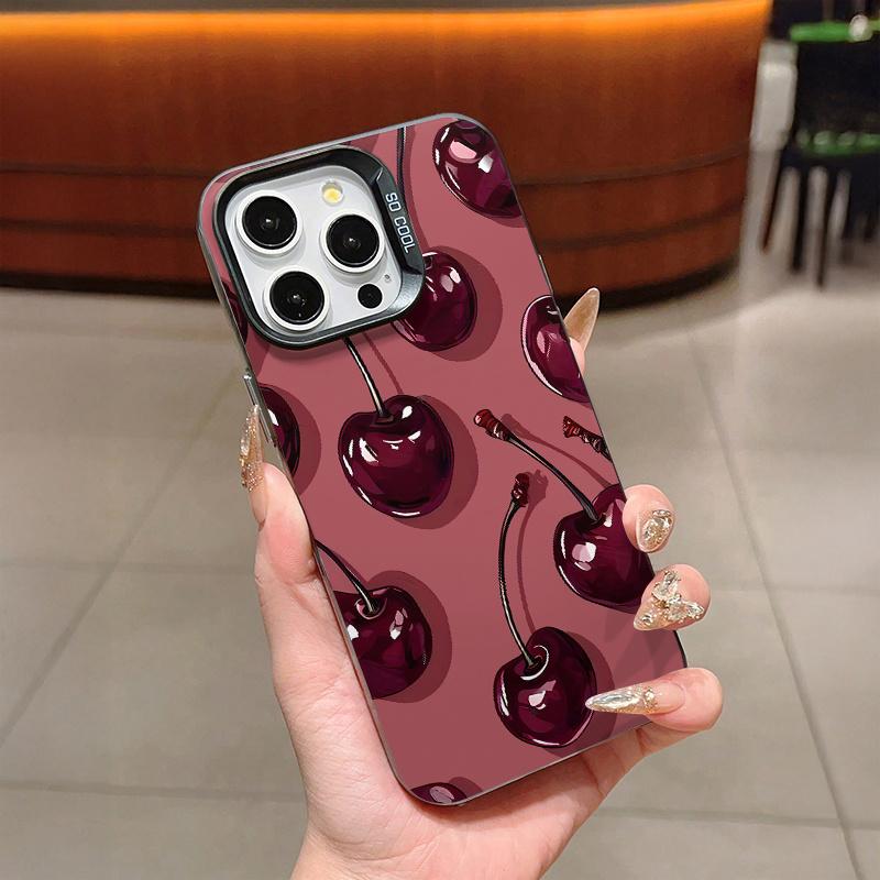 Creative graffiti cherry pattern, drop-proof and non-slip TPU large-aperture IMD phone case, compatible with iPhone 17, 16, 15, 14, 13, 12, 11, XS, X ,Samsung S25 S24 S23 S22 series and other models. Makes a great gift for friends or family.