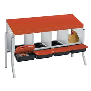 Garvee Durable Galvanized Steel Chicken Nesting Box – 3 or 4 Compartments, Roll Away Automatic Egg Collection Tray, Metal Laying Box for Hens, Wall Mount or Freestanding