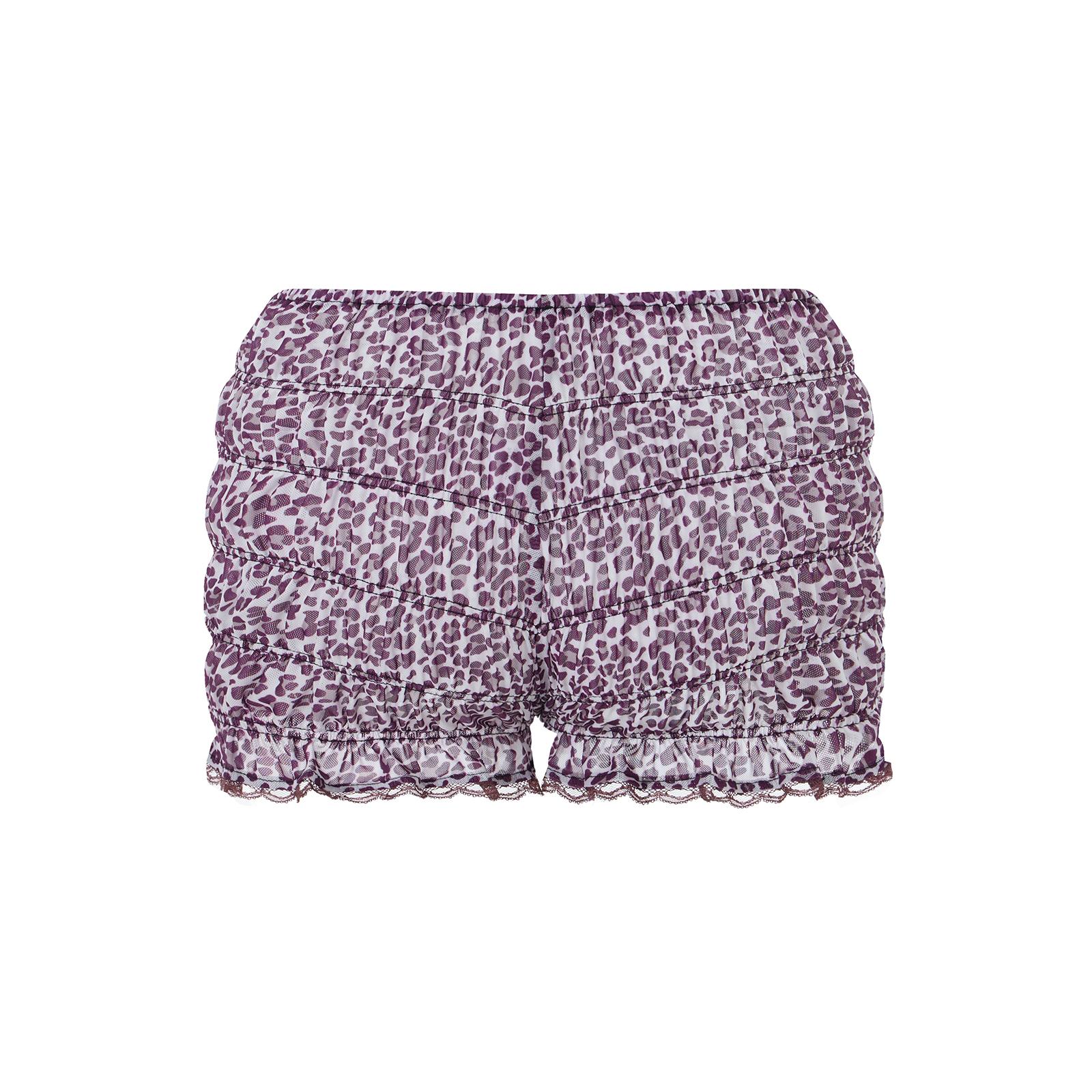 Women's Ruffle Shorts Ladies Female Casual Leopard Print Elastic Waist Short Pants Lounge Shorts for Summer,Womenswear Bottoms,2 Colors