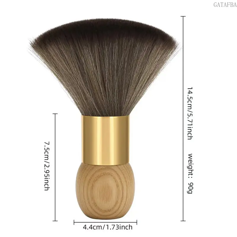 Wooden Barbershop Hair Sweeping Brush Tool - Soft Fiber Bristles, Salon Accessory That Removes Loose Cut Hair From Neck, Removes Hair