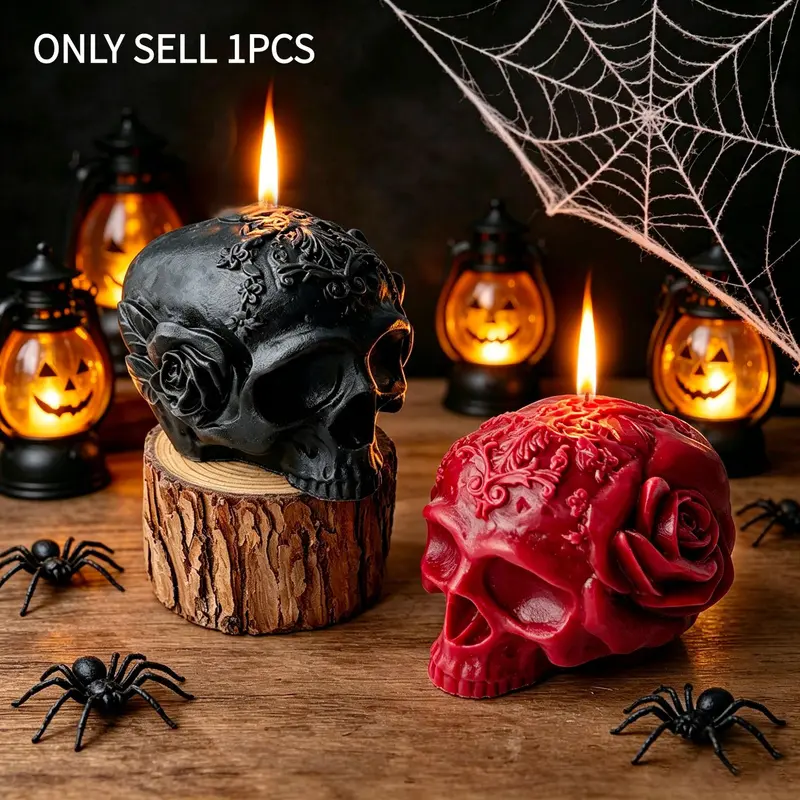 Halloween Skull Shaped Candles -  Decor, Day of the Dead Gifts, Gothic Home Decor Candles, Unique Scented Candle for Spooky Ambiance