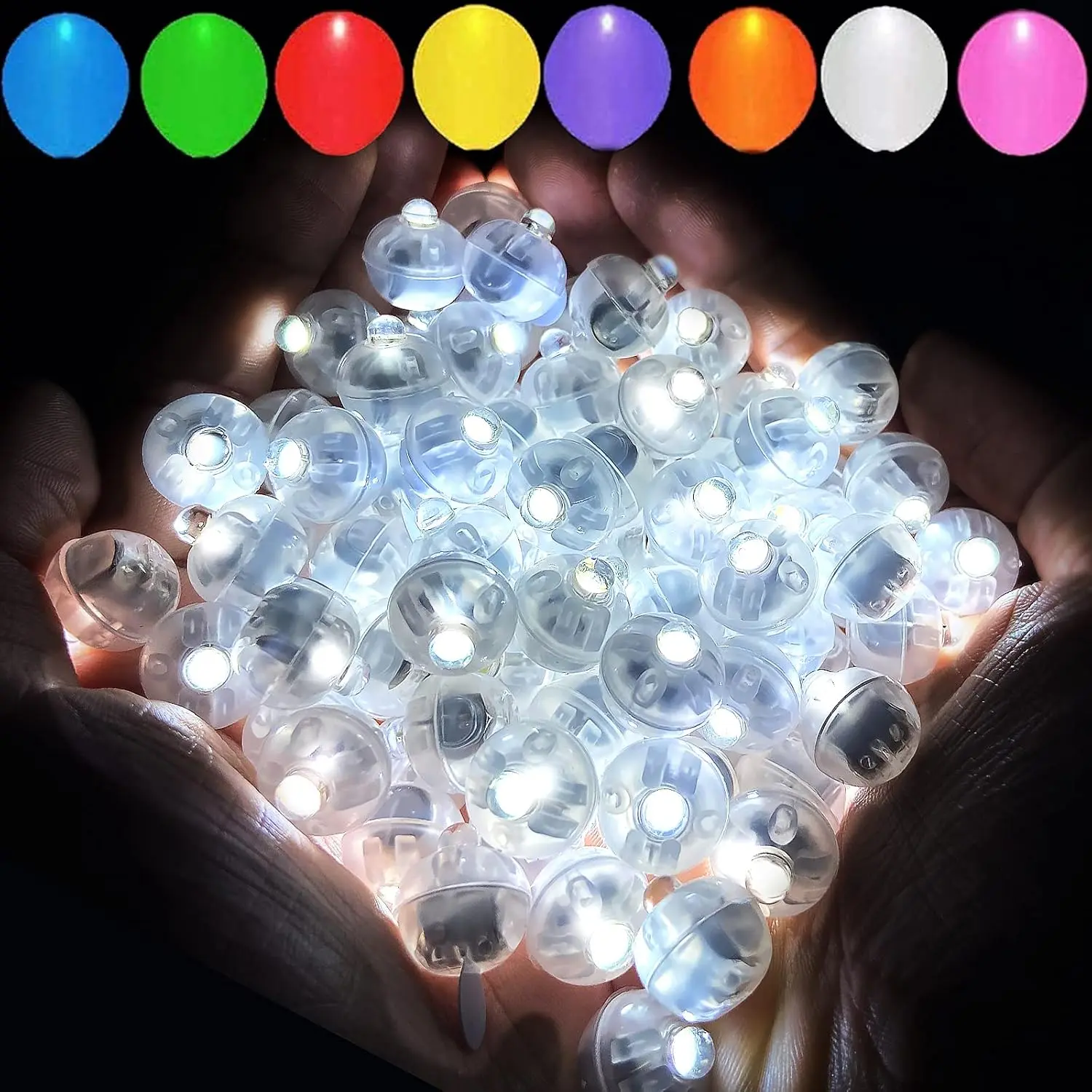 100pcs White Battery-Powered LED Balloon Lights, Waterproof Mini Round Lamps with Long Standby Time, Plastic Composite Decoration for Party Decor, Latex Balloons, Paper Lanterns, Wedding Festive Use