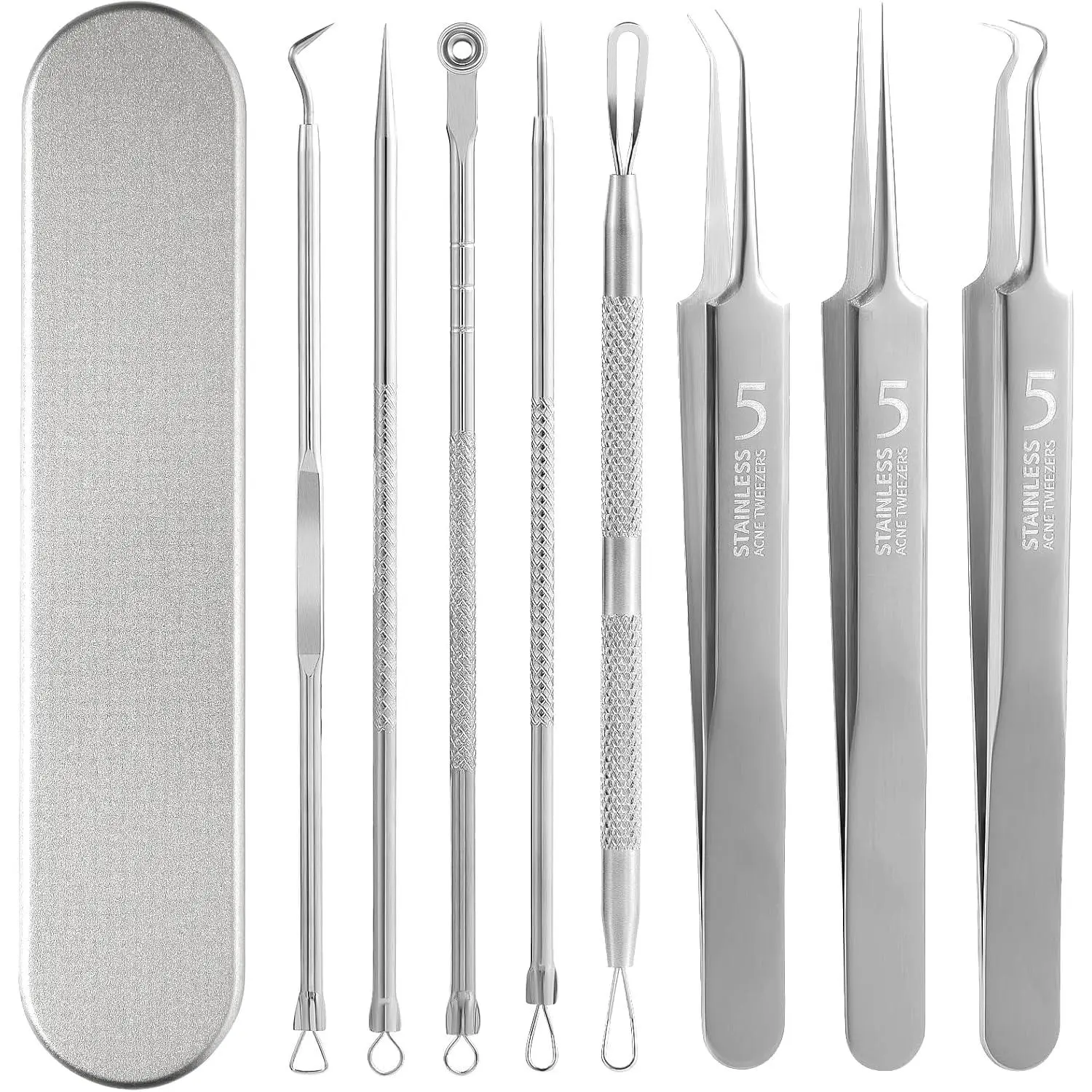 Blackhead Remover Pimple Comedone Extractor Tool, Stainless Acne Tools Pimple Popper Removal Kit, Zit Whitehead Popping Needle for Nose & Face, Rose Gold 4Pcs