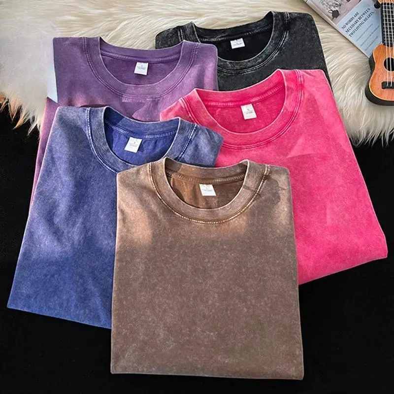 Classic Plain Menswear T-Shirts, 3-Pack Unisex Oversized Round Neck Tees in 230g Heavyweight Cotton for Casual Work & Streetwear, Simple