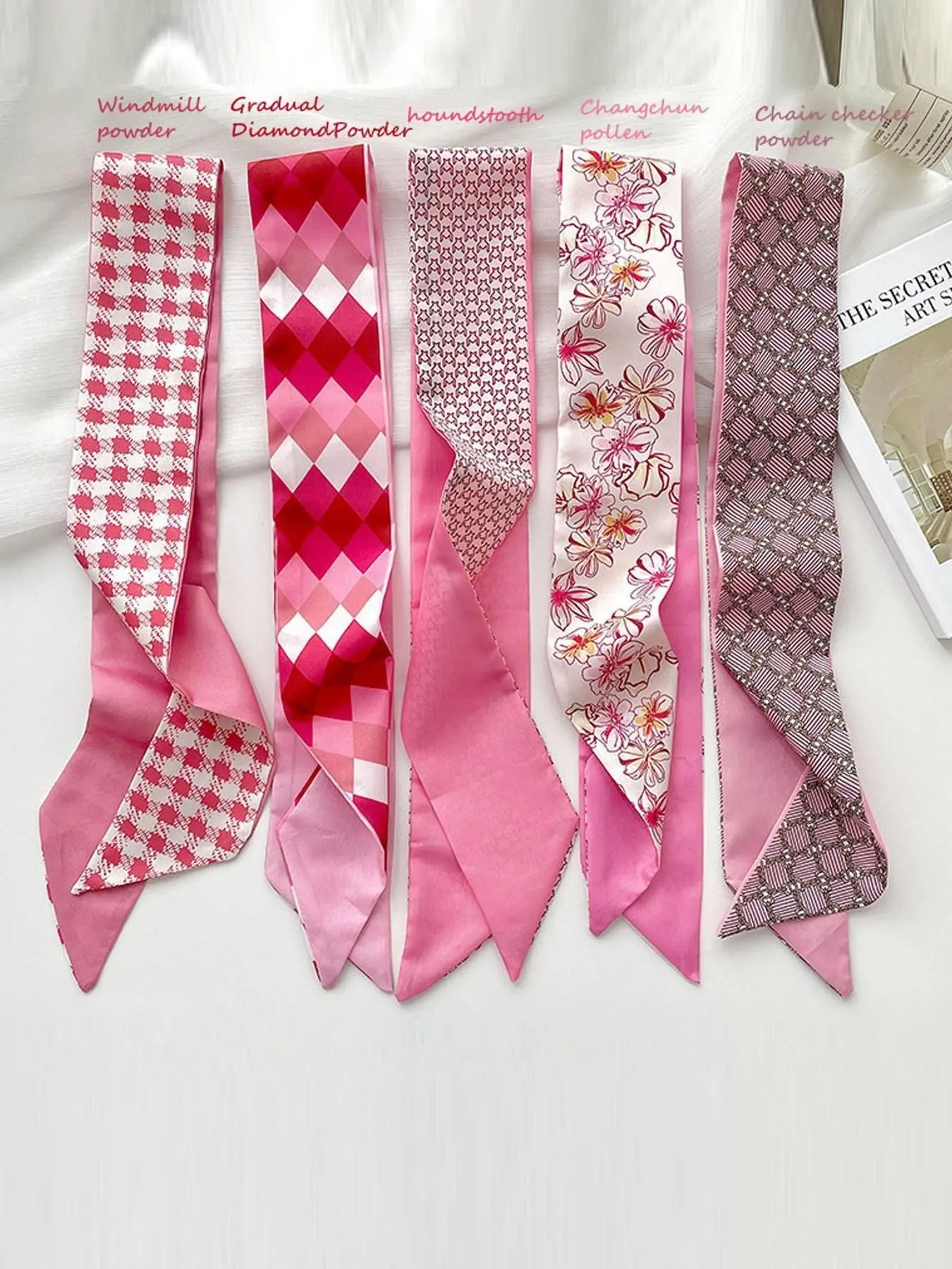 5pcs Silk Scarf for Bags, Purses Twilies, Narrow and Long Elevating Your Bag and Creating a Luxurious Feel bag purse handbag purse bag accessory bag keychain Adjustable Bag Extension Chain Strap Trendy Fashionable Bag Charm