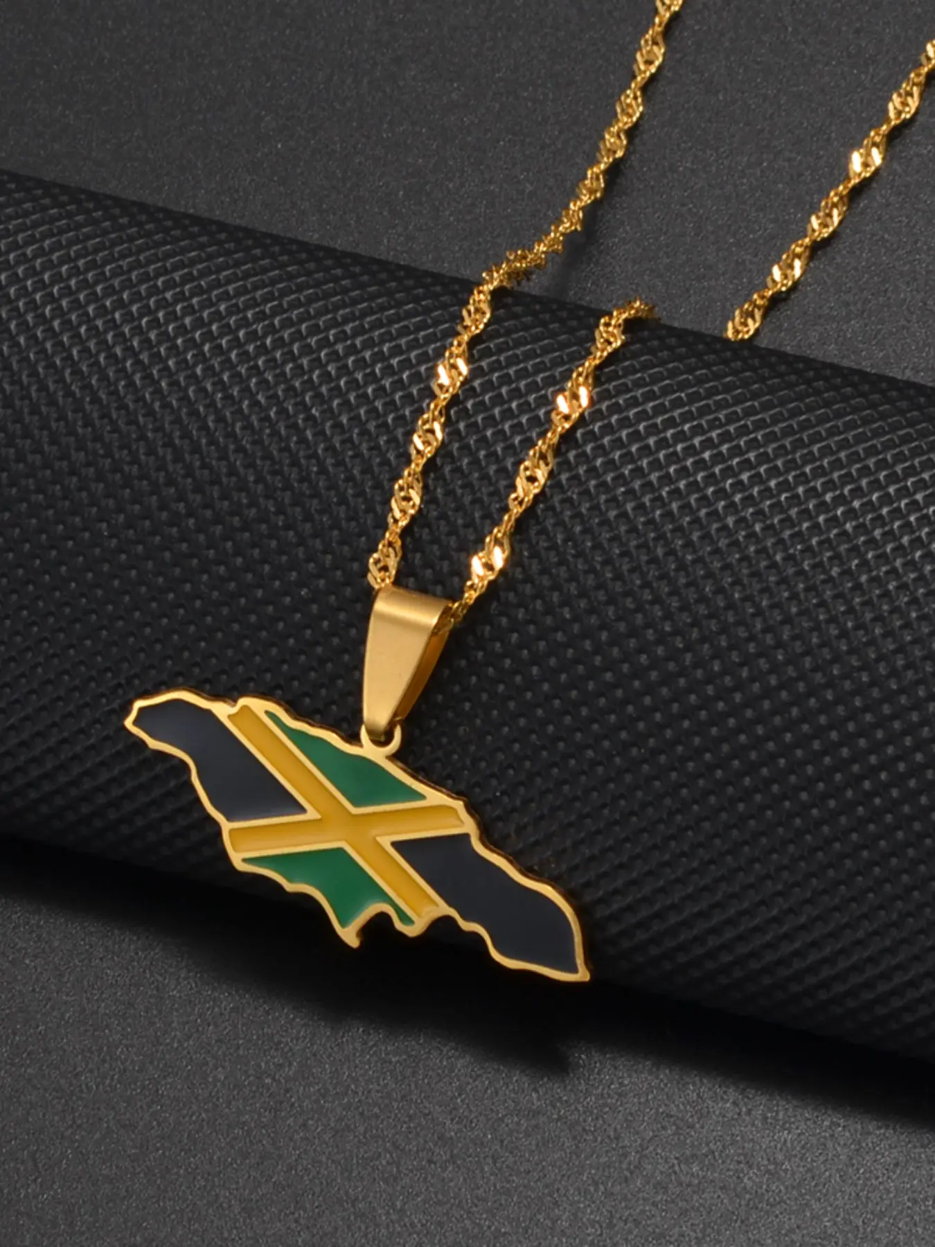 1pc Colorful Flags Nigeria Ghana Jamaica Guyana Maps Stainless Steel & Enamel Pendant Necklaces National Jewelry