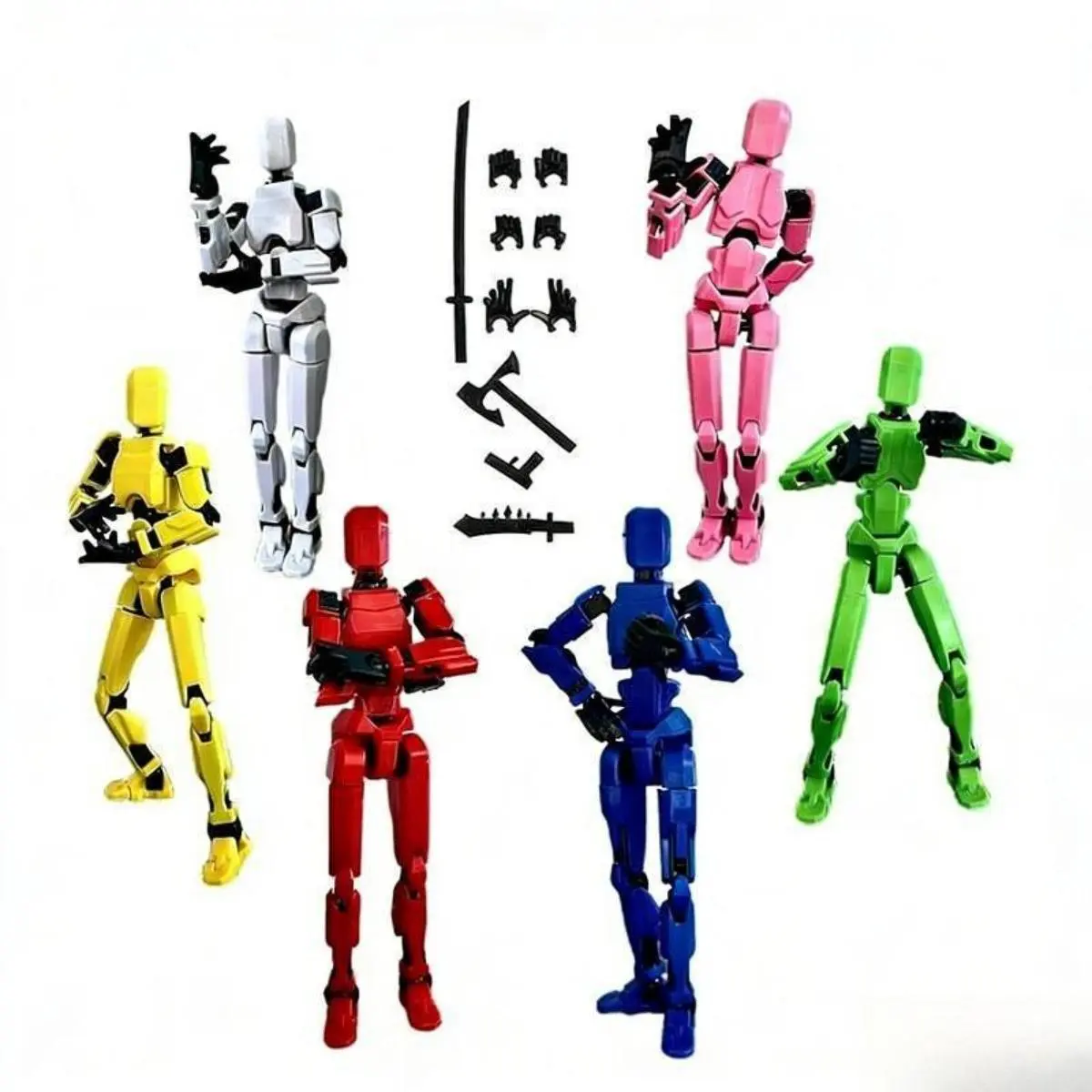 6PCS Non-Toxic 3D Printed PVC Articulated Figures - Fully Jointed Poseable Minifigures, Small Screen-Free Action Dolls, Desktop Creative Collectibles, Kids’ Gift for Children’s Day & Easter, Minifigures Action Figures Articulating Figurines, Model Figure,