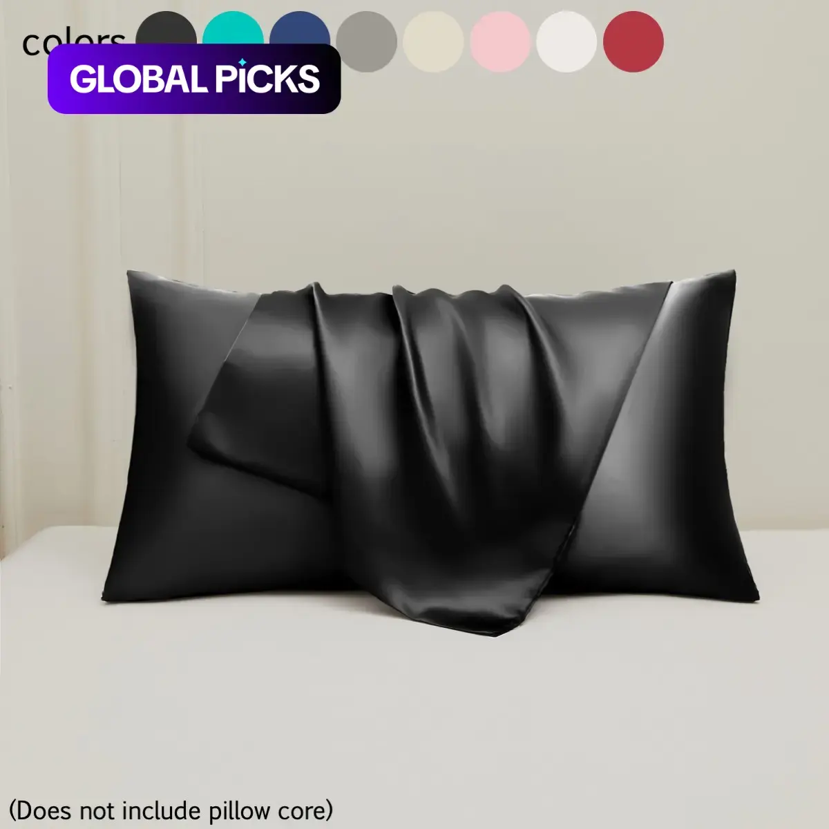 Solid Color Satin Fabric Pillowcase, 2 Counts Two Pack Silky Soft & Comfortable Pillowcase, Modern Minimalist Bedding Bed Linen for Bedroom & Dormitory #GLOBAL PICKS