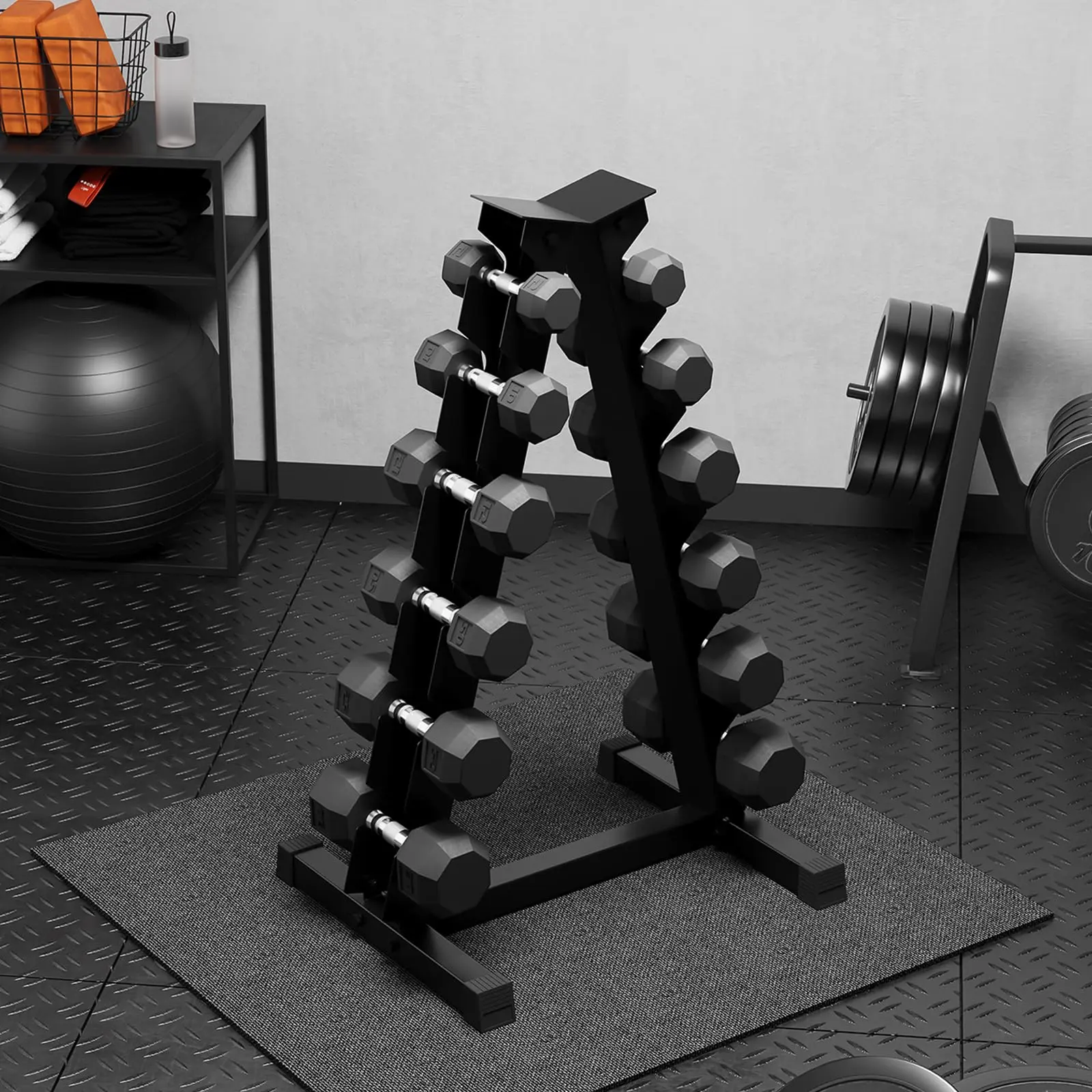 Hex Dumbbell Set with Rack, 210LB (6 Pairs) - Rubber Coated, Anti-Roll Design, Ergonomic Non-Slip Handles, Home Gym Strength Training Free Weights, Space-Saving Kit(3 Boxes)