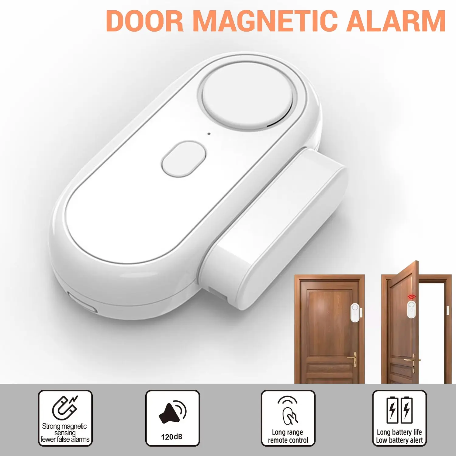 120db Indoor Window Alarm System, 6 Modes Security Alert & Doorbell Sound, Magnetic Sensor, Wireless Home Safety Device, Easy Install, Child Protection