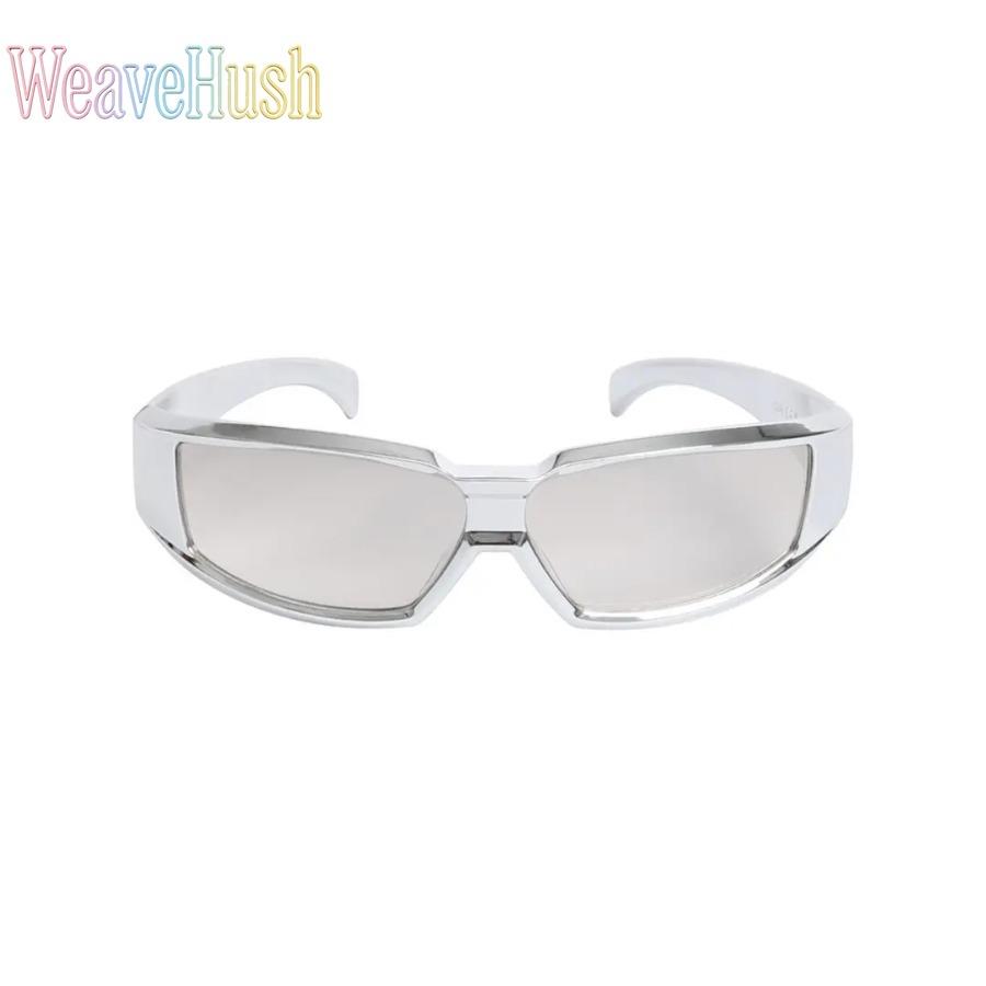 2026 Year-End Sale Cyberpunk Silver Glitter Sunglasses, Square Reflective Mirror Frame Fashion Shades, Futuristic High-Tech Cool Stylish Eyewear for Women Men, Night Out Party Music Festival Rave Club Streetwear Daily Outfits Trendy Sparkling Sun Glasses