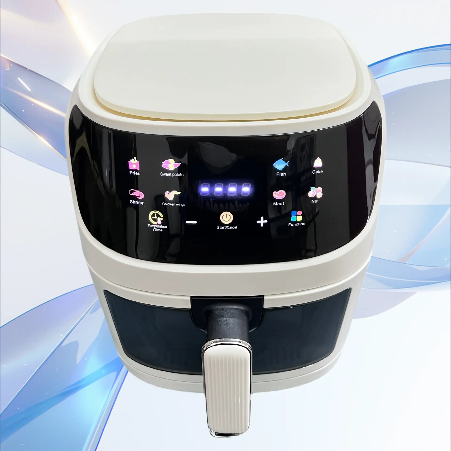 8L Large Capacity Visible Air Fryer with Color Screen Smart Home Fryer for Making Crispy Potato Fries Easily