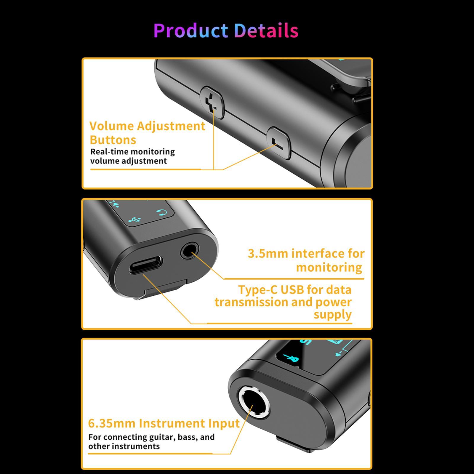 Guitar Audio Interface, Pocket Internal Recording Sound Card with Type-C for Live Streaming by iPad, iPhone, Android, PC Plug and Laptop Plug & Play