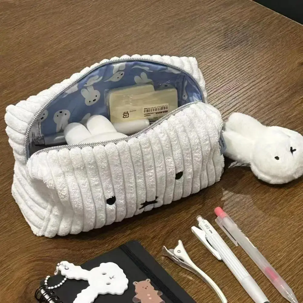Cute Miffy Pen Case Large Capacity Cosmetic Storage Pouch Fashion Cartoon Organizer Portable Stationery Makeup Bag for School