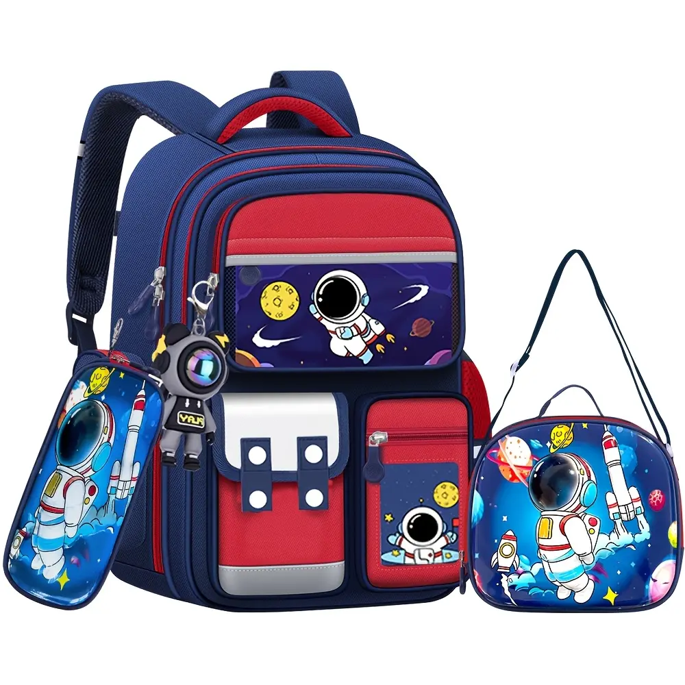The latest astronaut-themed three-piece backpack set, suitable for daily commuting, returning to school, traveling, and hiking.