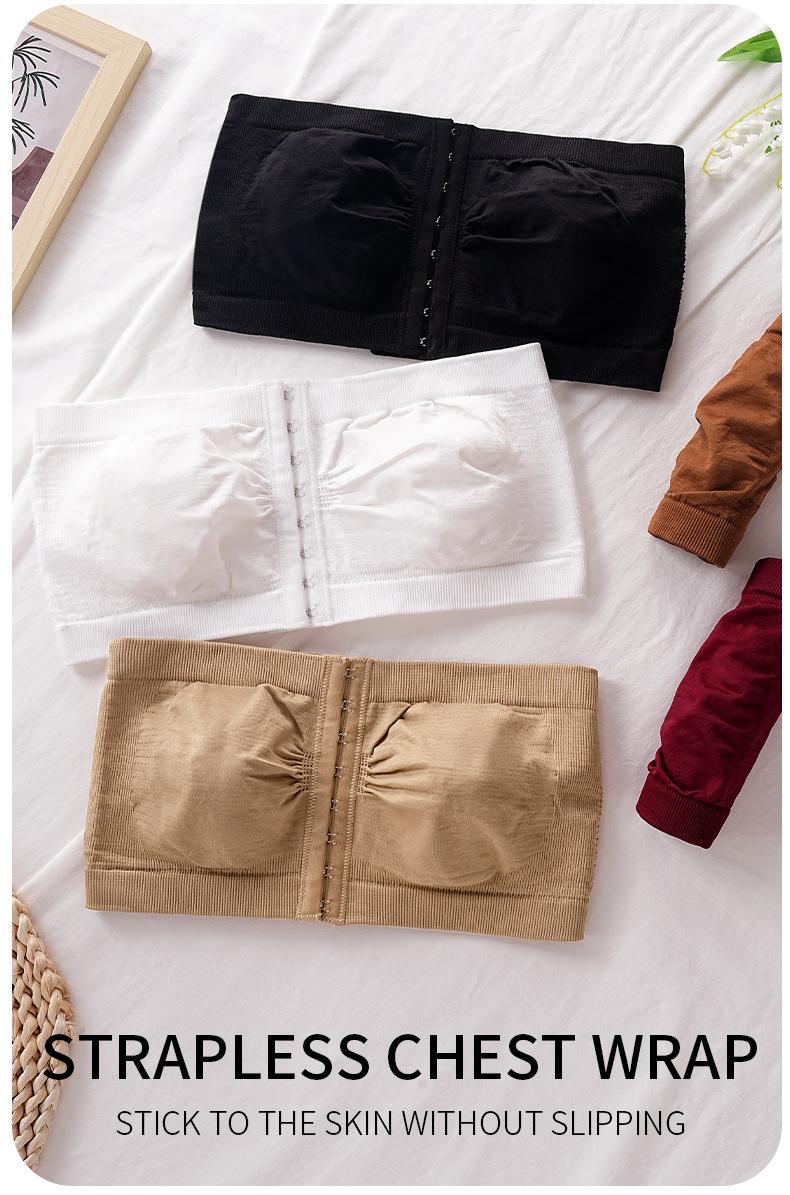 Plus Size Women's Underwear, Front-Clasp Strapless Bustier, Ladies' Bra, Push-Up, Non-Cup Chest Wrap, Beautiful Back