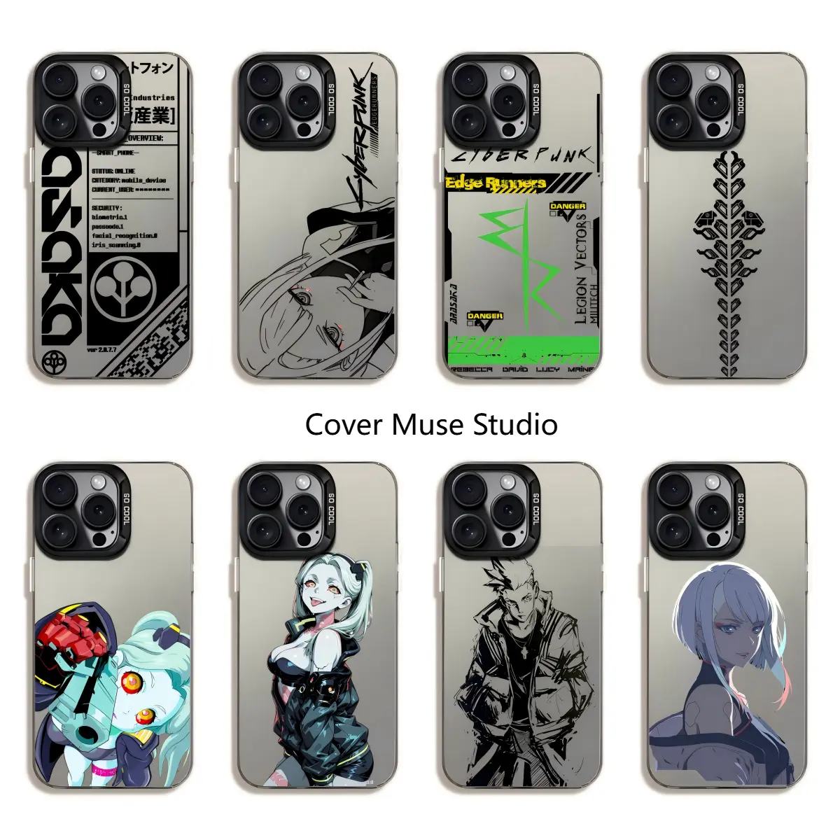 Cyberpunk Edgerunners Lucy Rebecca David Anime Laser IMD Color Silver Case  for iPhone 17 Pro Max 16 15 14 13 12 11 Futuristic Mecha Anime Aesthetic CoverHybrid TPU+PET Anti-Drop Case