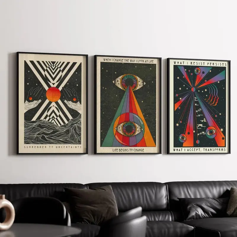 Retro Psychedelic Canvas Poster |   Inspirational Hippie Wall Art for Bedroom, Living Room & Meditation Room Decor