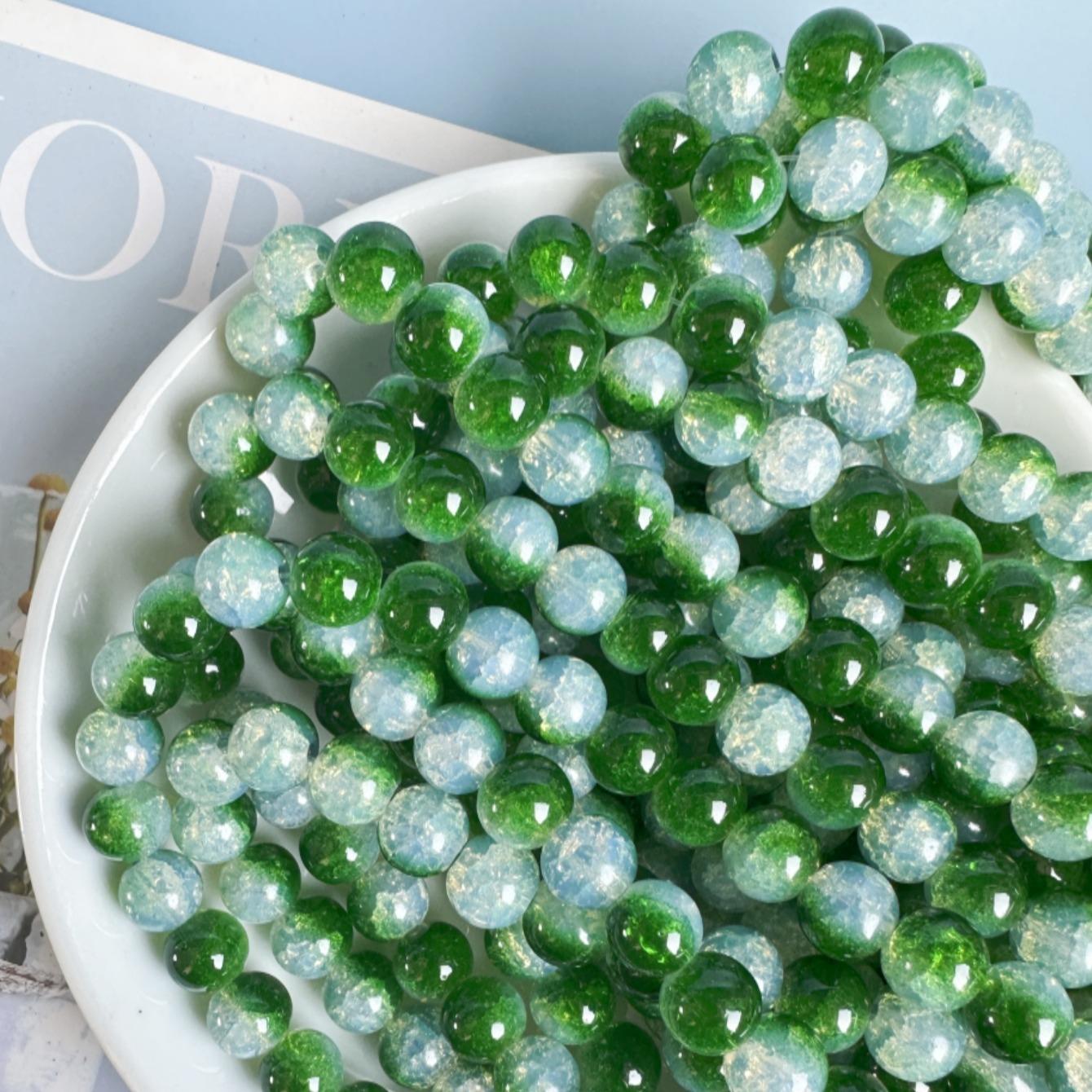 10mm Glitter Glass Beads (50pcs/100pcs), DIY Jewelry Making Accessories for Necklace & Bracelet & Earrings, Jewelry Beads for Women & Teenager, Handmade Crafts