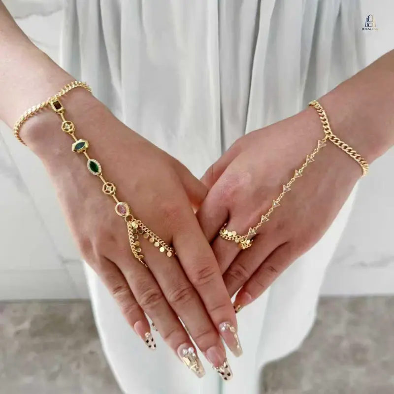 Finger Connected Hand Chain, Hot Rhinestone Tassel Hand Bracelet, Long Spliced Multi-purpose Back Hand Ring, Trendy Stackable Hand Jewelry, Shiny Anti-fade Rhinestone Design for Club Party Daily Outfit Photo Accessory Gifts