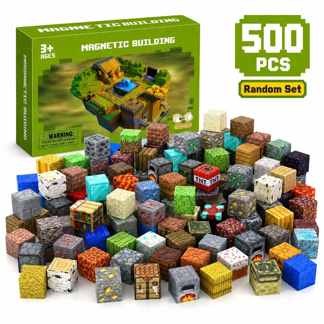 Magnetic Building Blocks Set, Pixel Style Magnetic Puzzle Toys, 3D Construction Kit, DIY Stem Educational Gift, Enhances Spatial Thinking