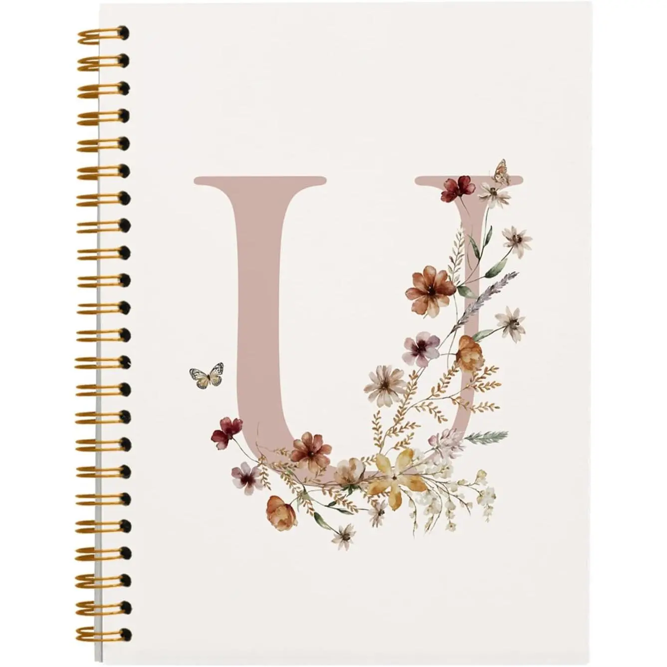 Personalized Initial Letter Spiral Notebook Journal - Preppy 5.5x8.3 in Custom Notebook for Women, Ideal for Office, School Work