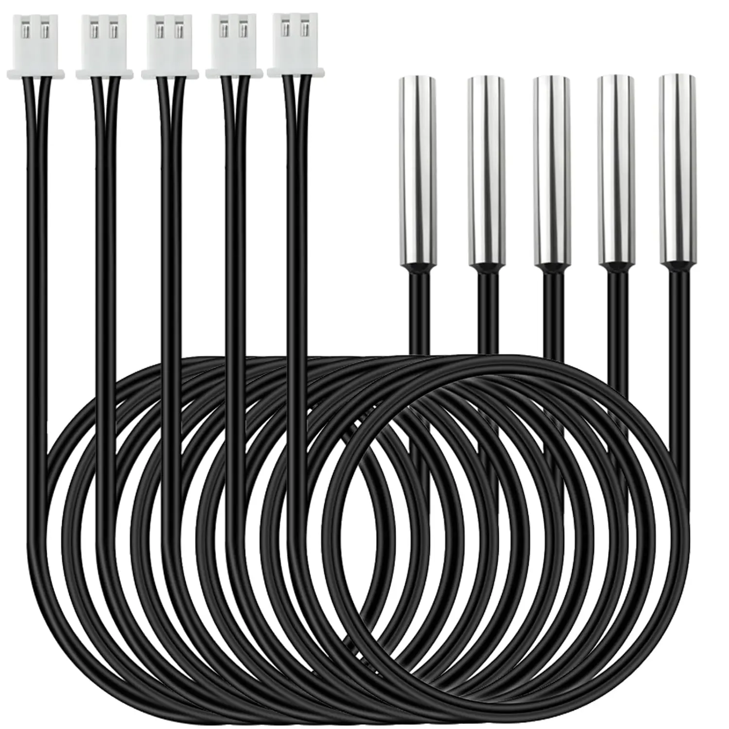 5PCS 1M Temperature Sensor Probe 10K, B3950 NTC Thermistor Sensor Probe, High Sensitivity Nickel-Plated Copper Housing, 1% Accuracy