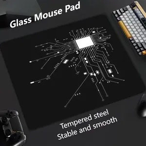 Digital Theme Glass Mouse Pad, Ultra-Smooth Tempered Glass, Large Size Gaming Mouse Pad, Ideal for Esports and Office Use