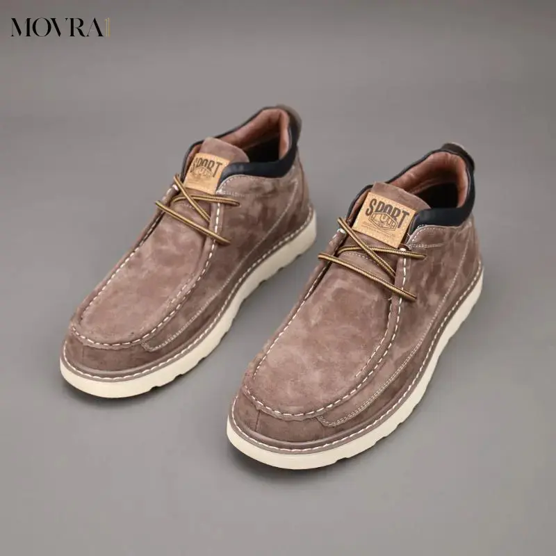 MOVRA1 Men’s Oxford Derby Ankle Boots – Faux Leather, Suede Lining, Rubber Sole, All-Season Comfort Lace Brownness Boy Walking Shoes